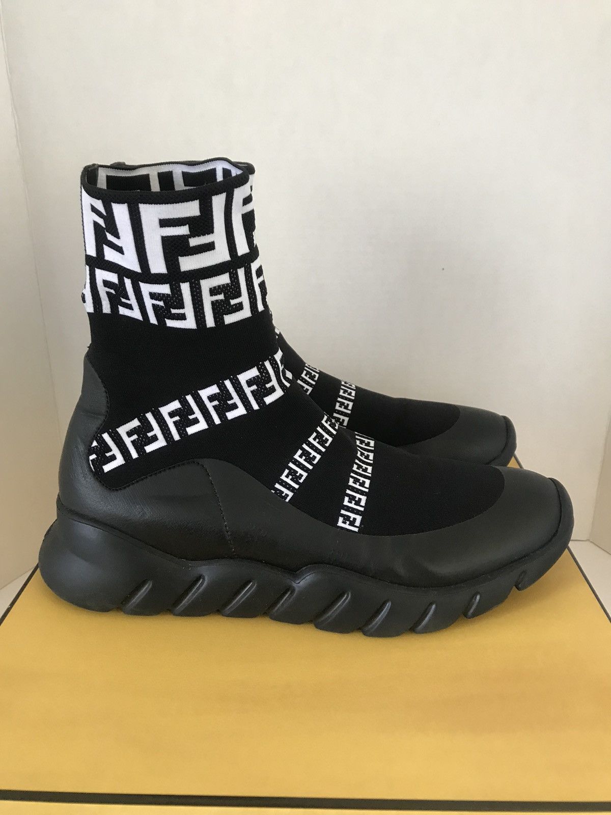 Fendi Fendi Forever Mens Black & White “FF” Logo Sock Sneaker Size US 9.5 / EU 42-43 - 3 Thumbnail