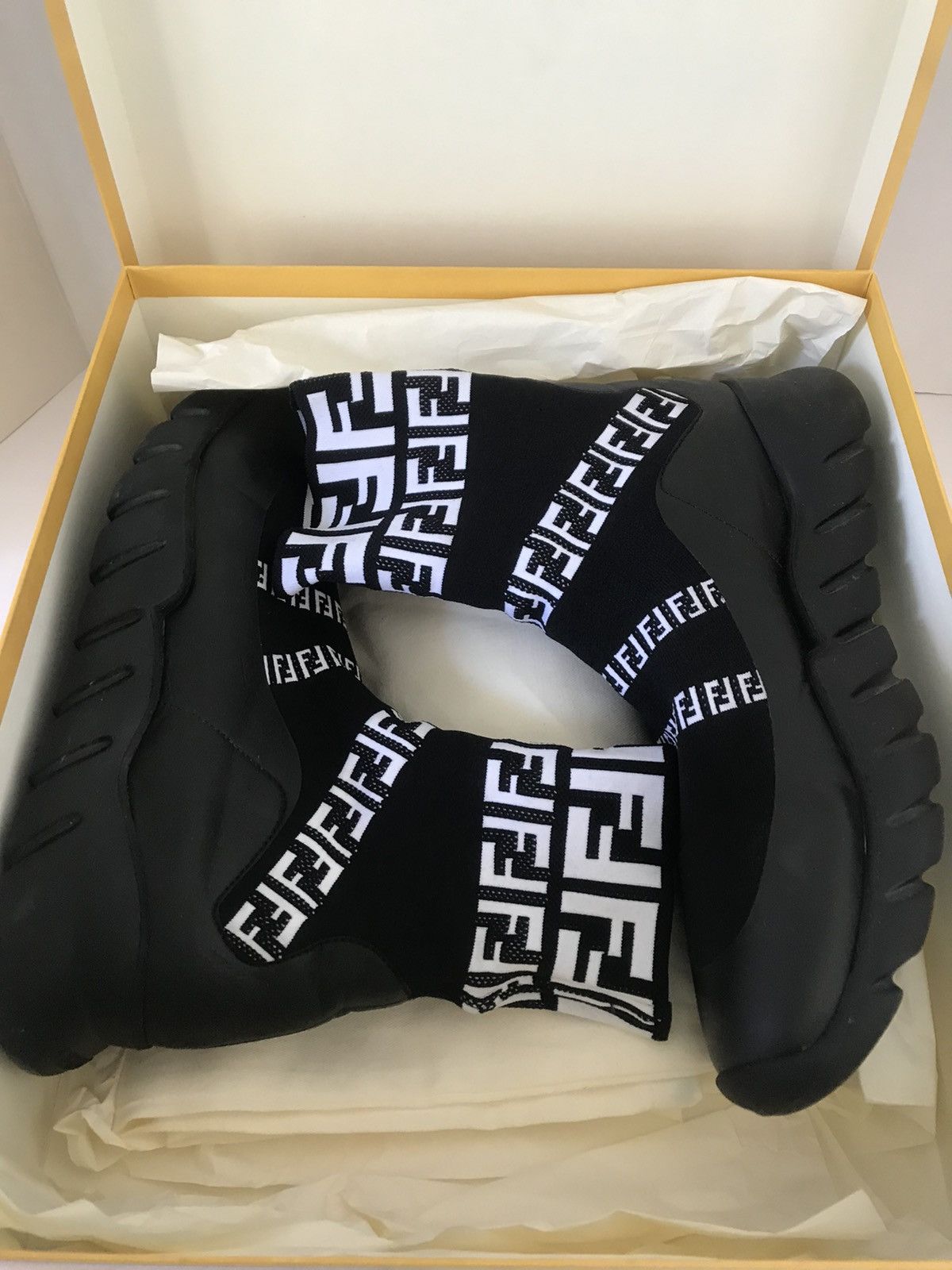 Fendi Fendi Forever Mens Black & White “FF” Logo Sock Sneaker Size US 9.5 / EU 42-43 - 6 Thumbnail