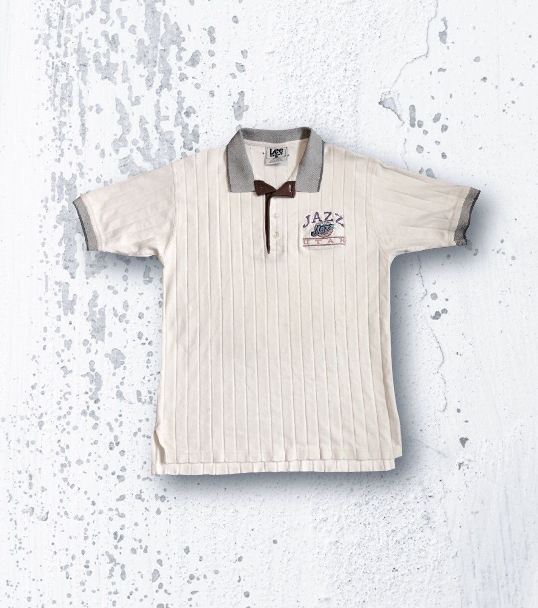 NBA × Vintage Vintage Utah Jazz Lee Striped Polo Size US L / EU 52-54 / 3 - 1 Thumbnail