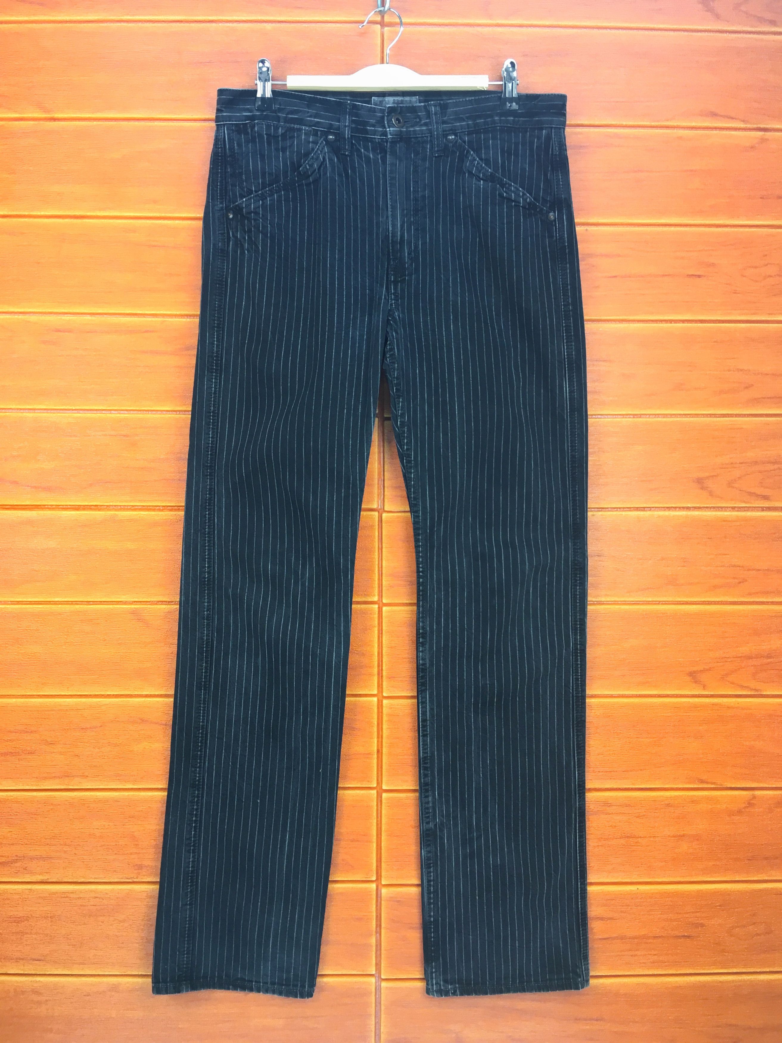 Hysteric Glamour Japanese Brand SPELLBOUND Striped Black Faded Denim Jeans Size US 32 / EU 48 - 2 Thumbnail