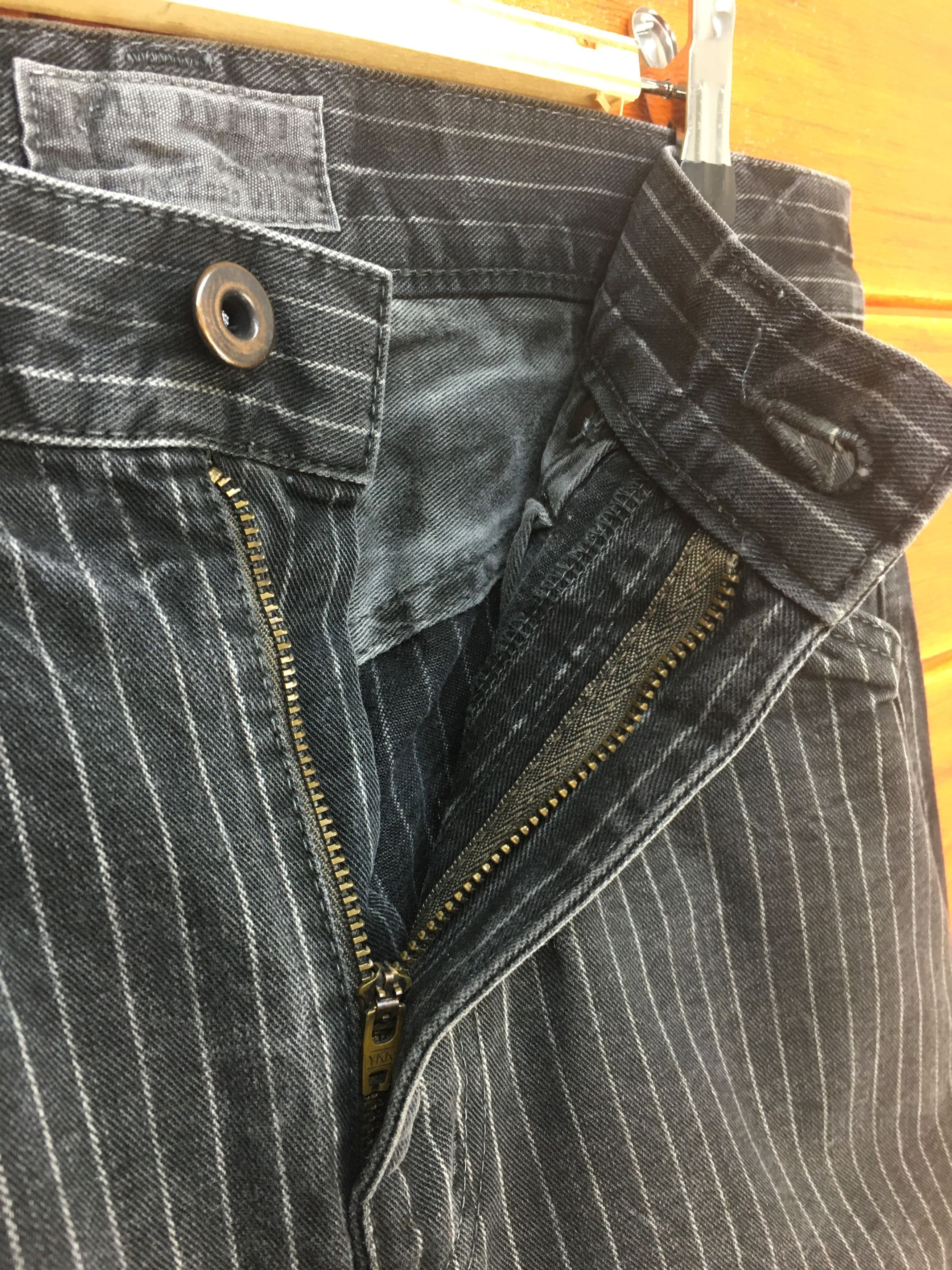 Hysteric Glamour Japanese Brand SPELLBOUND Striped Black Faded Denim Jeans Size US 32 / EU 48 - 15 Thumbnail