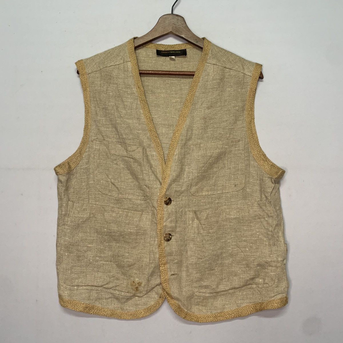 Japanese Brand × Vintage Vintage Harris Wallace Hemp Sleeveless Vest Medium Size Size US M / EU 48-50 / 2 - 1 Thumbnail
