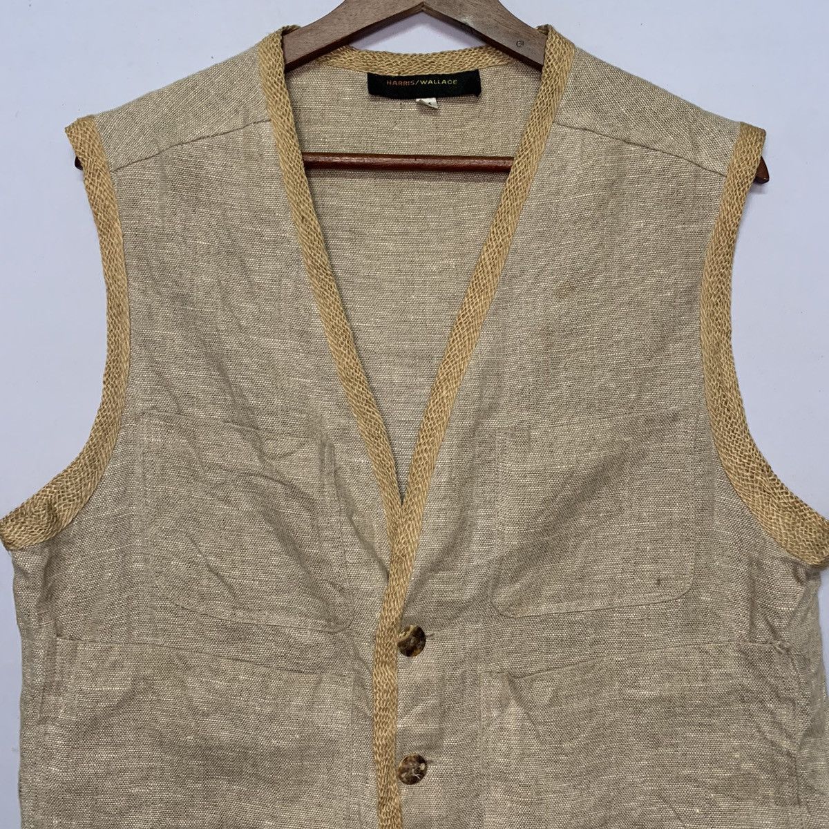 Japanese Brand × Vintage Vintage Harris Wallace Hemp Sleeveless Vest Medium Size Size US M / EU 48-50 / 2 - 2 Thumbnail