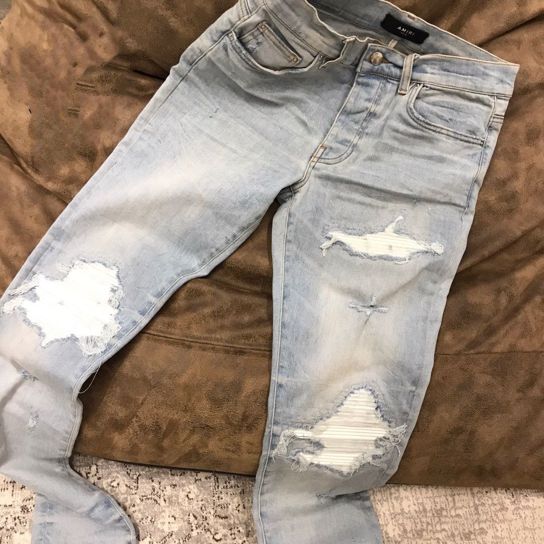 Amiri Amiri Indigo White Patch MX1 Jeans Size 31/34 | Grailed