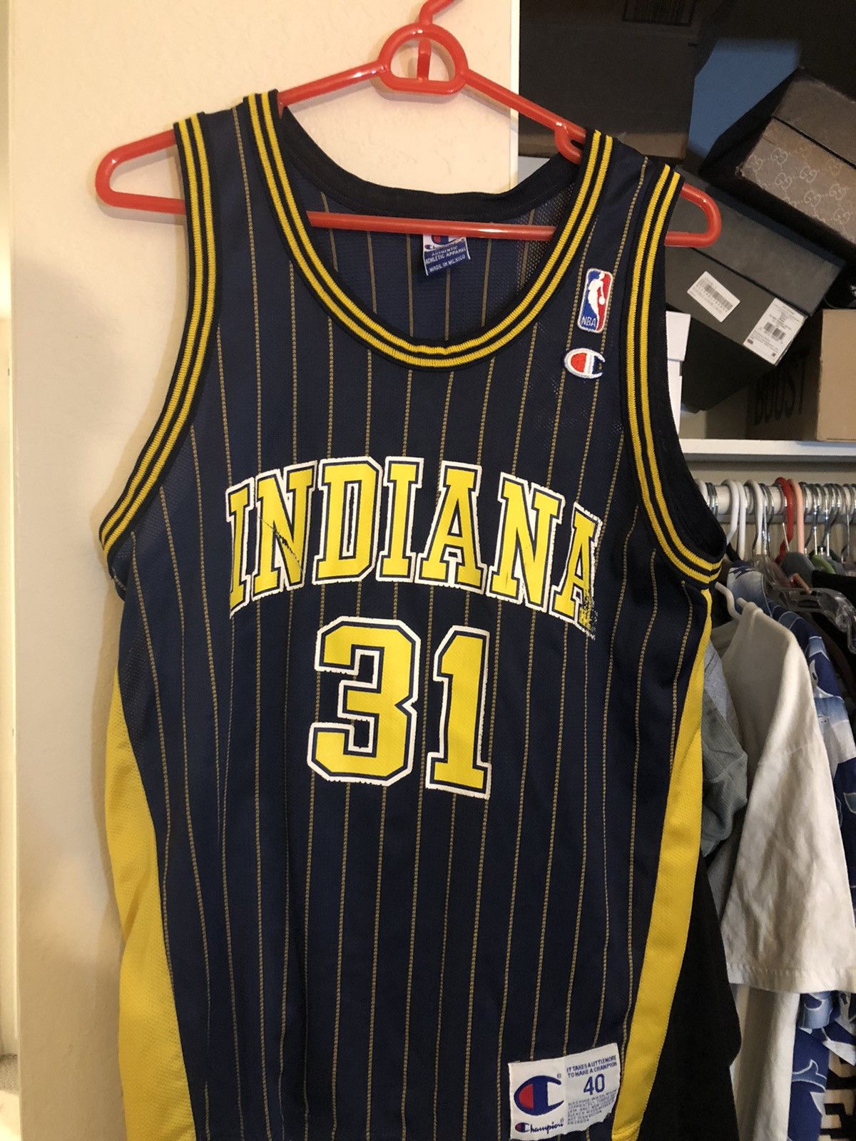 Champion Vintage Reggie Miller Pacers Jersey Pinstripe Grailed