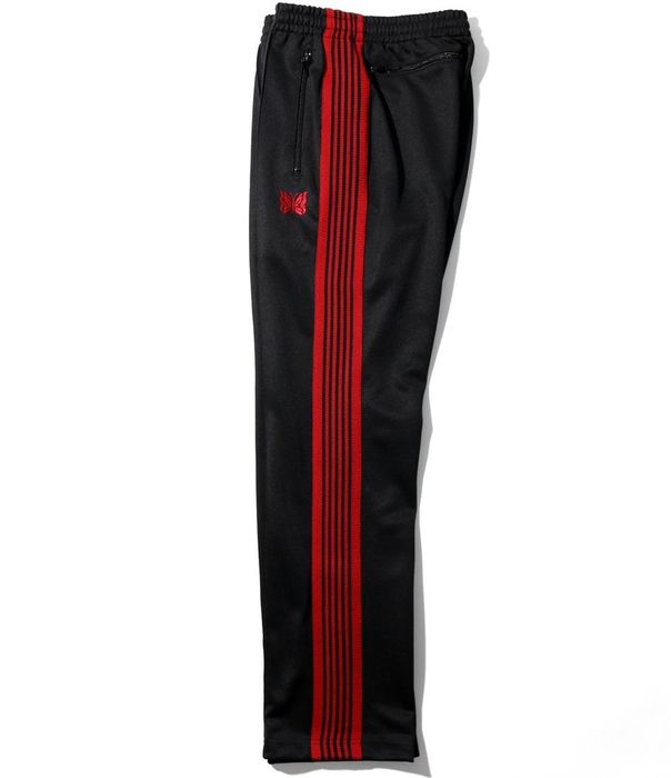 Needles Needles Narrow Track pant poly smooth FREAK'S black red XS