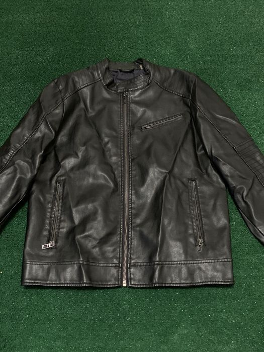 Black Rivet Faux Leather Biker Jacket Grailed