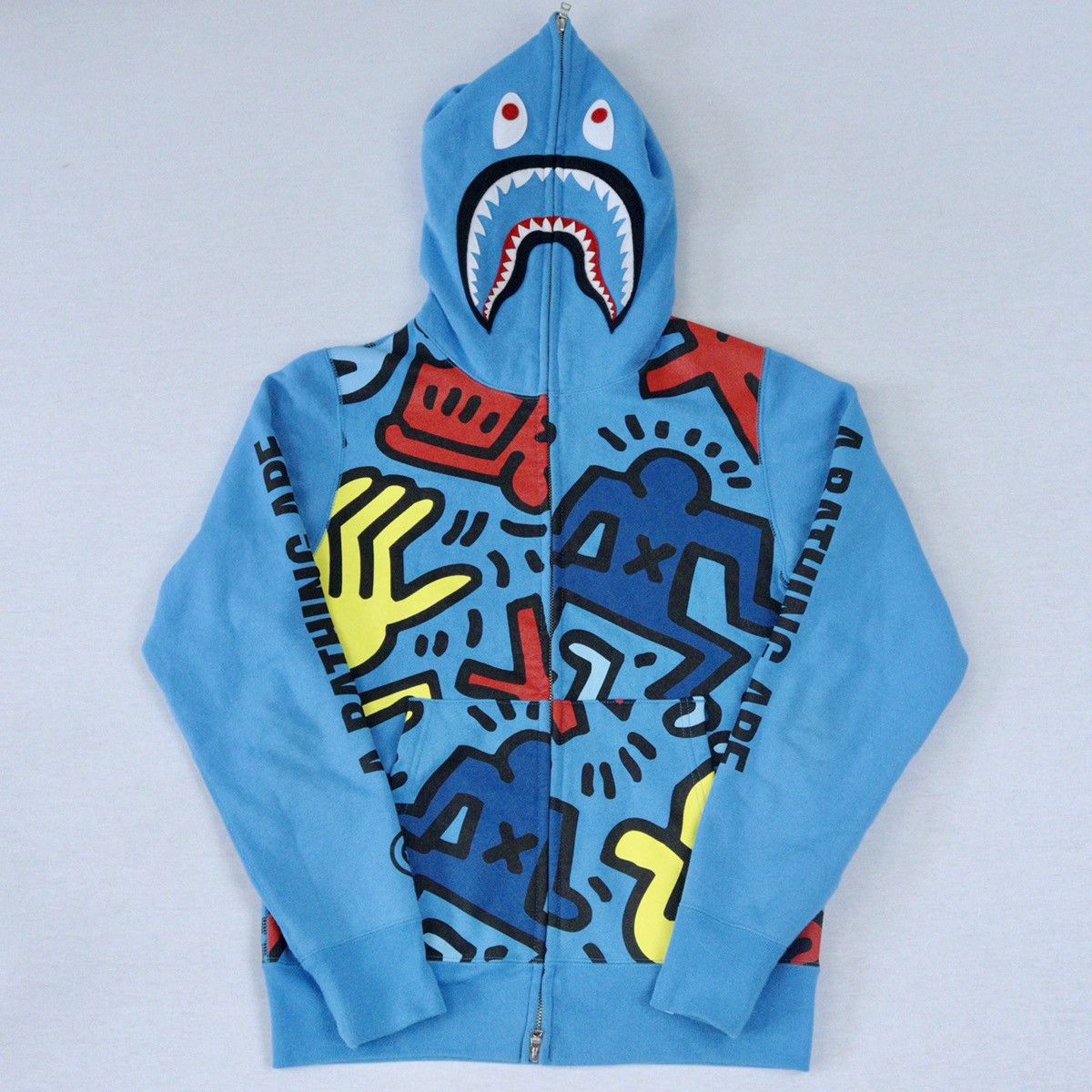 Bape Bape Keith Haring blue Shark Hoodie | Grailed