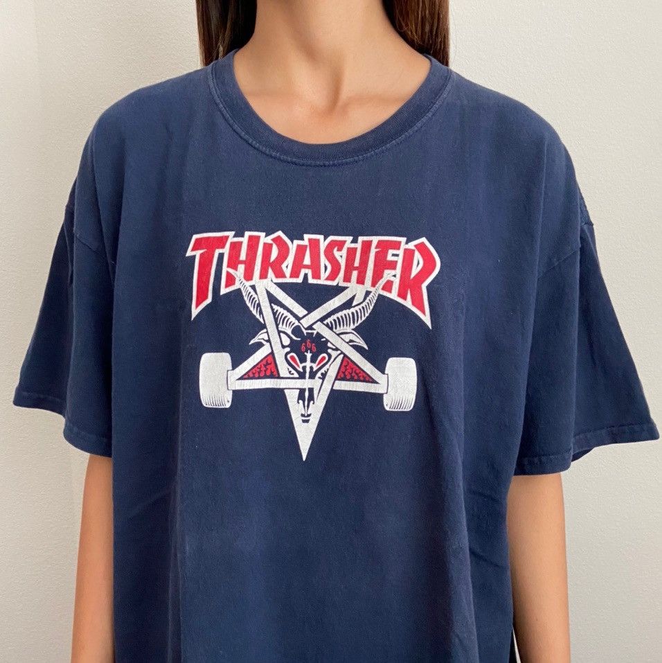 Thrasher Thrasher Magazines 666 Navy Tee Shirt Size US XL / EU 56 / 4 - 1 Thumbnail
