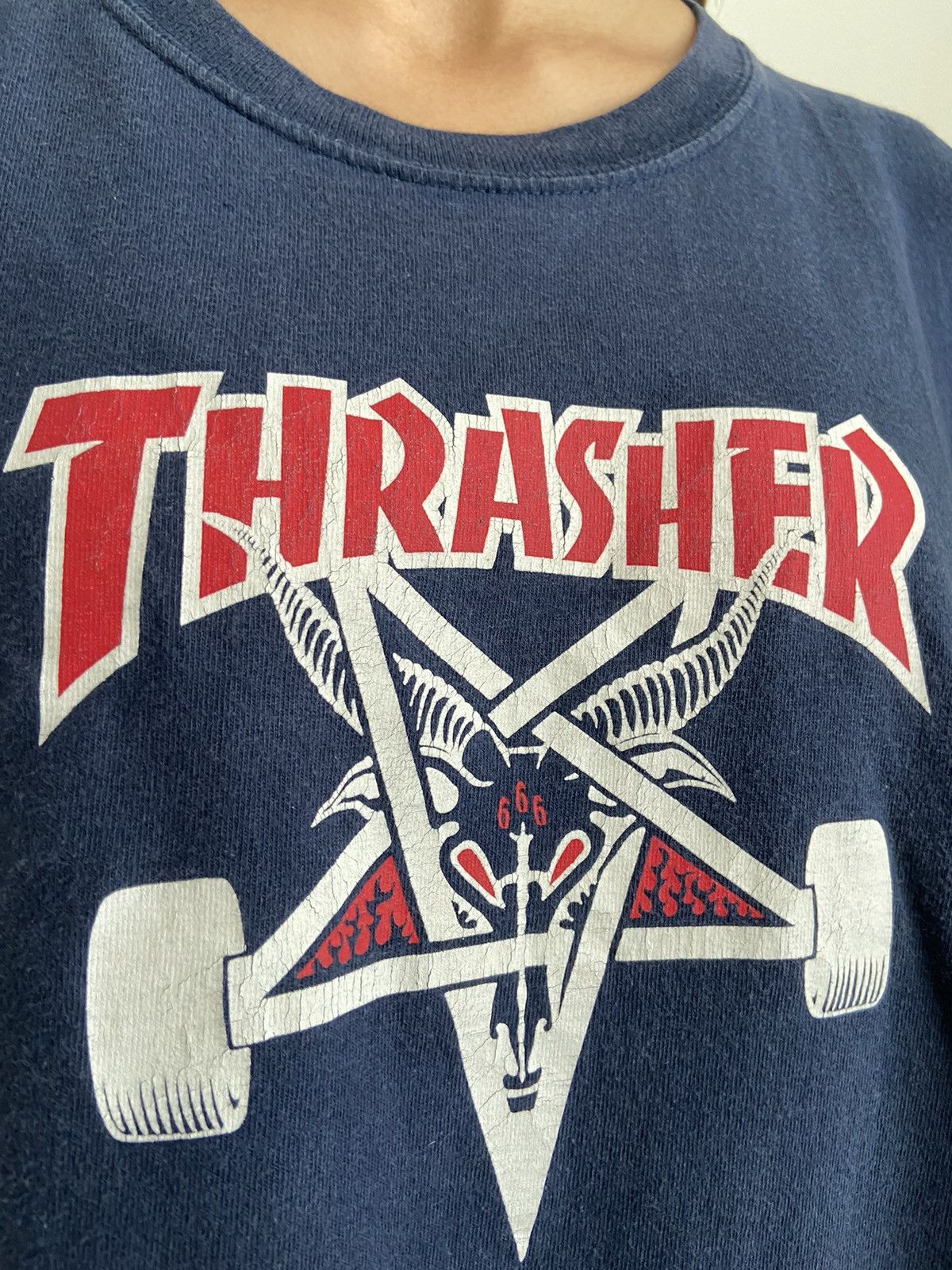 Thrasher Thrasher Magazines 666 Navy Tee Shirt Size US XL / EU 56 / 4 - 2 Thumbnail