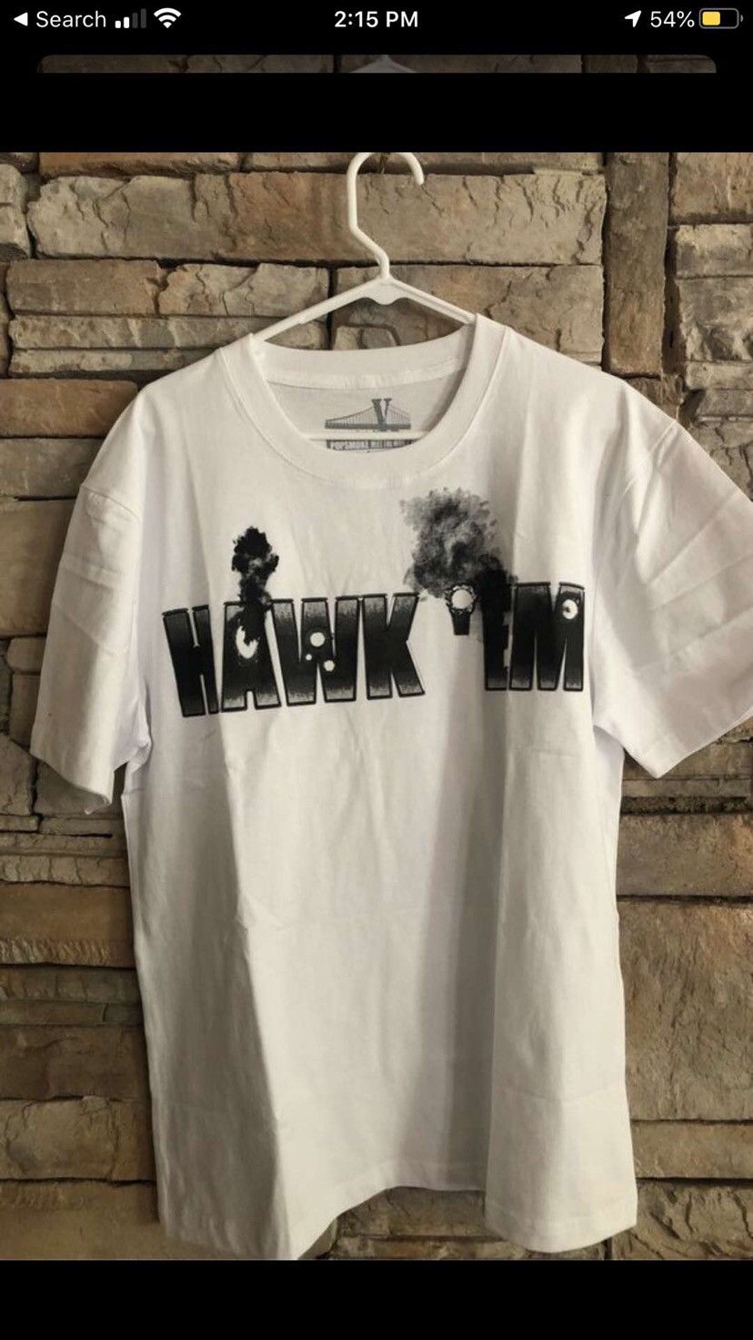 Vlone x popsmoke hawk top em tee white