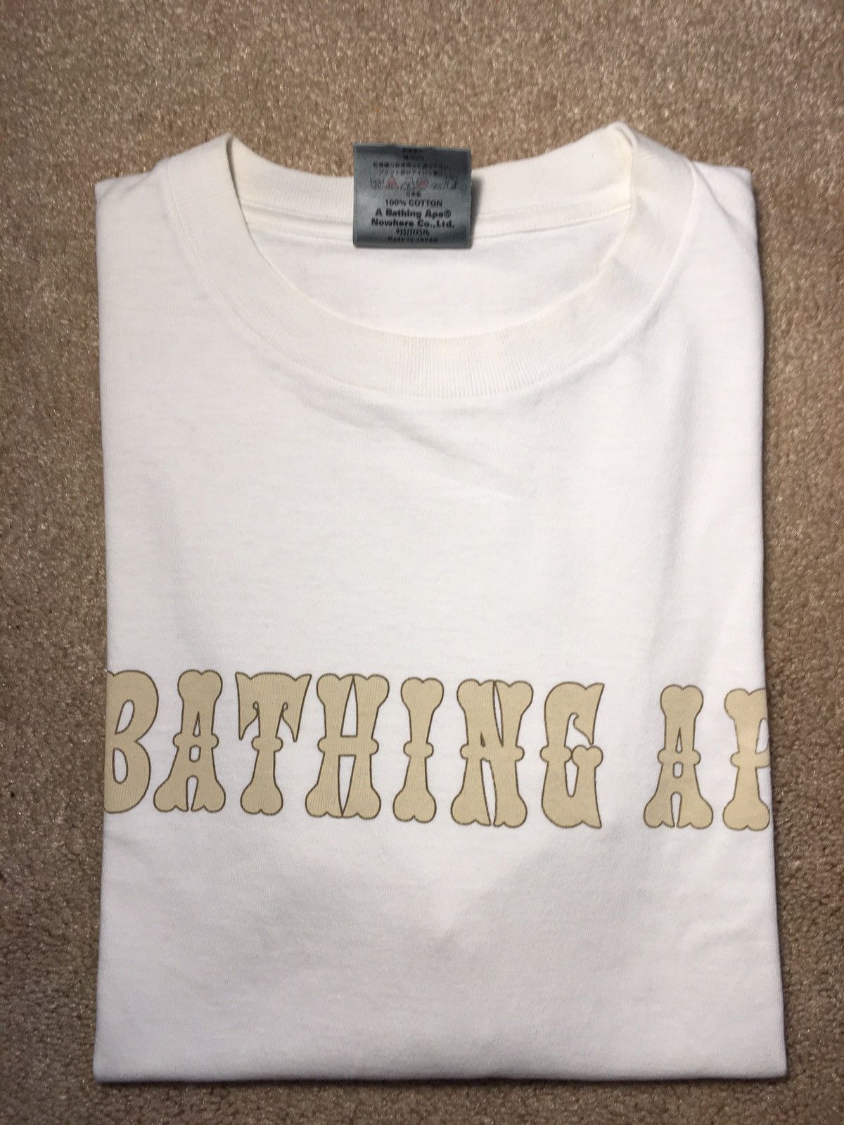 Bape 1999 Bape Gothic Logo Tee White Medium 90s OG Bathing Ape Size US M / EU 48-50 / 2 - 1 Thumbnail