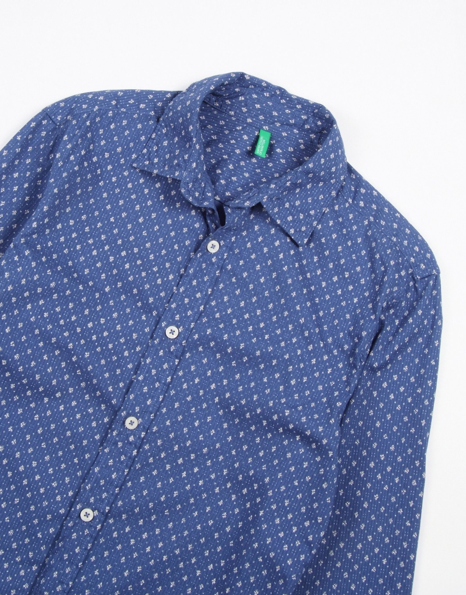 United Colors Of Benetton United Colors Of Benetton Flower Pattern Slim Cotton Shirt Size US S / EU 44-46 / 1 - 2 Thumbnail