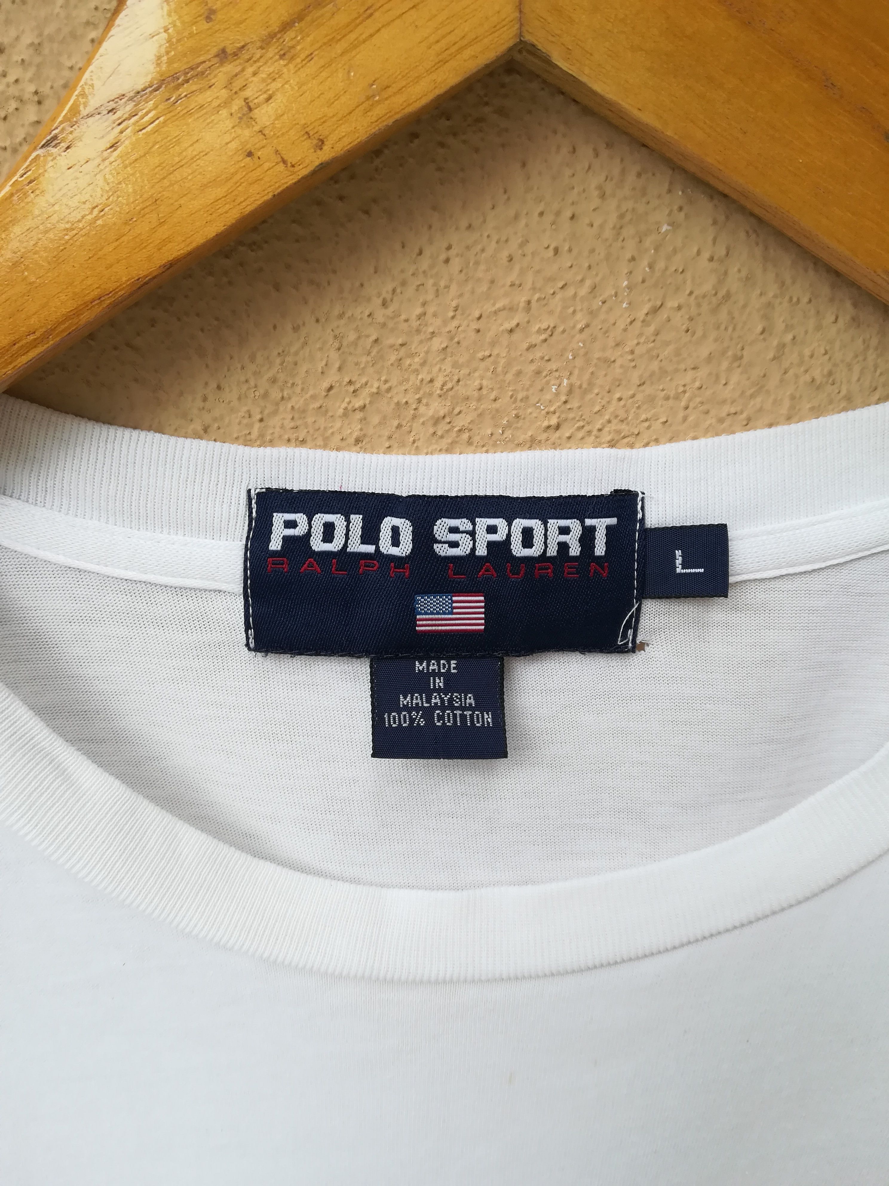 Polo Ralph Lauren × Vintage Vintage US Flag Polo Sport Ralph Lauren T-Shirt Size US L / EU 52-54 / 3 - 2 Thumbnail