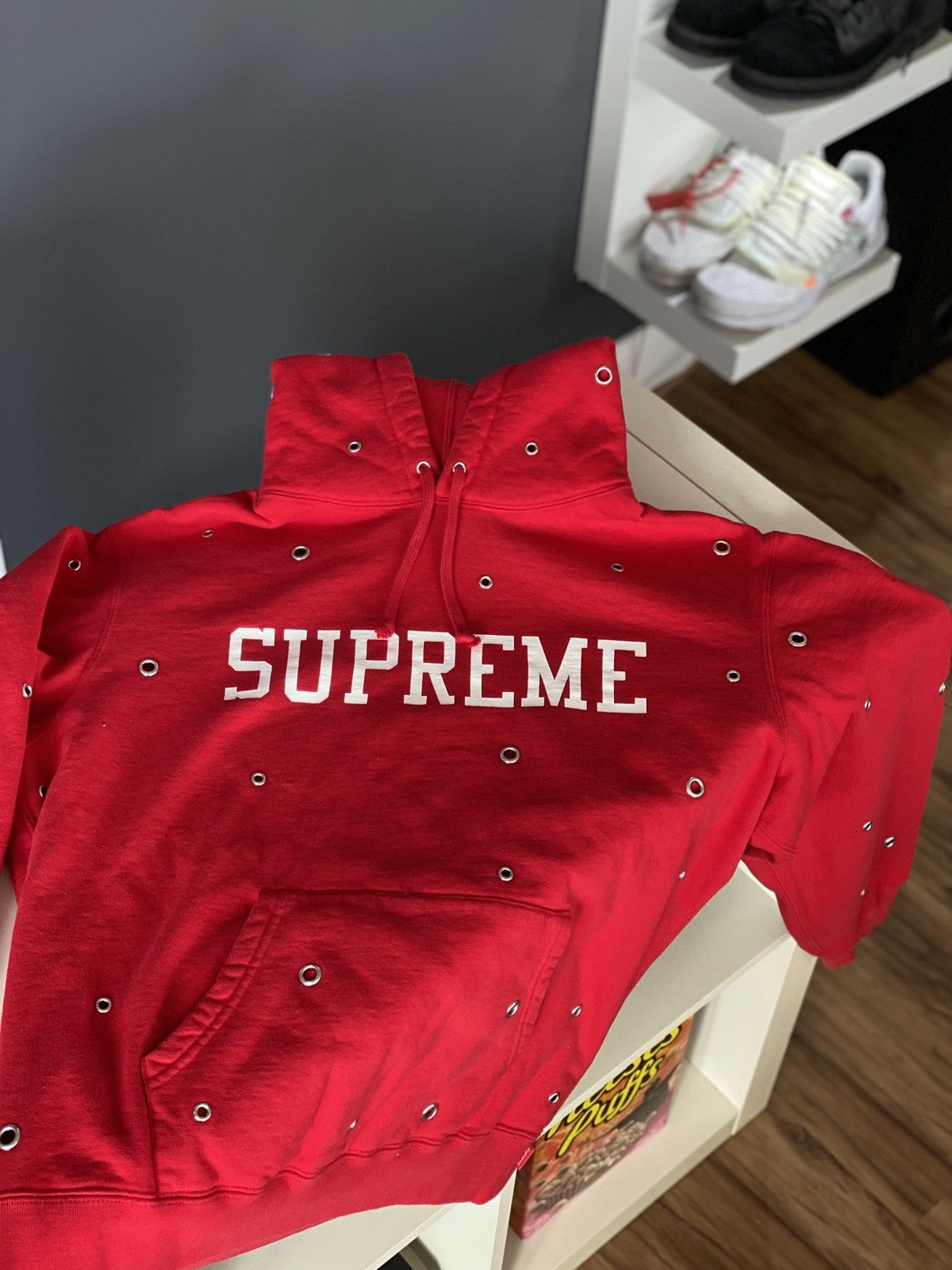 Supreme Supreme Eyelet Hooded Sweatshirt Red Grailed