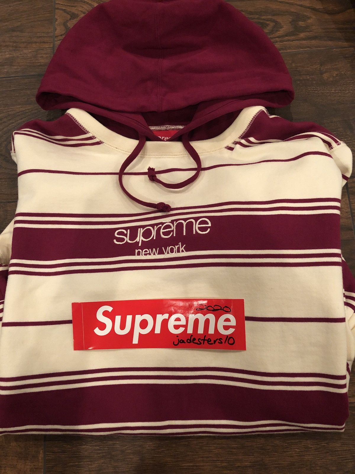 Supreme Classic Logo Striped Hoodie Grailed