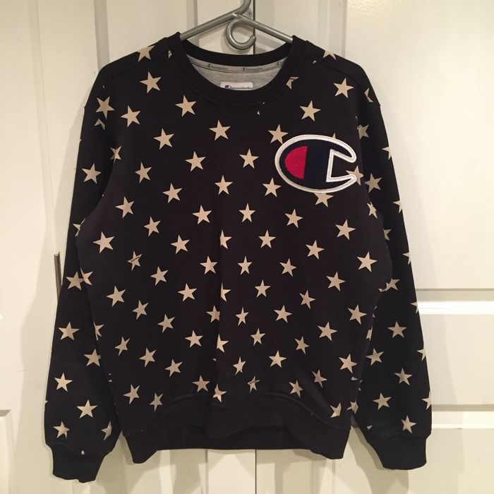 Supreme Supreme x Champion Stars Crewneck (Black) | Grailed