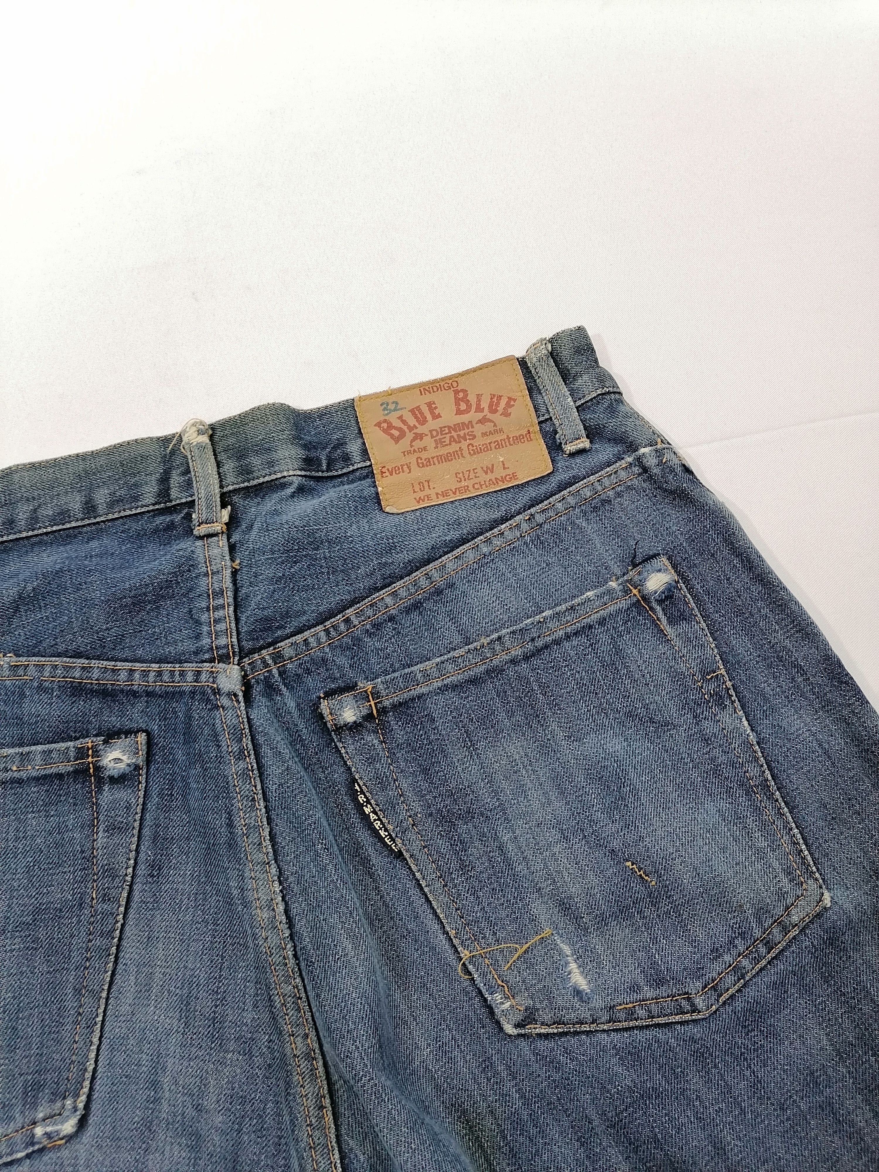 Indigo × Japan Blue × Japanese Brand H.R.Market Selvedge Distressed Denim Jeans Size US 30 / EU 46 - 4 Thumbnail