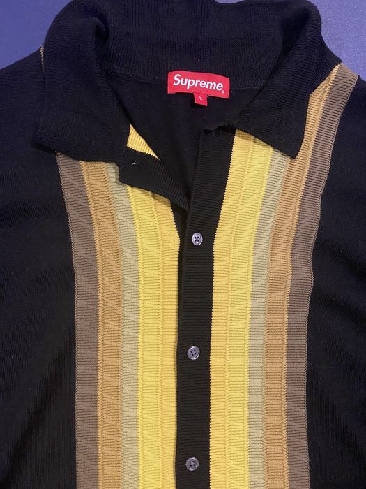 Supreme Corner Stripe Polo Sweater | Grailed