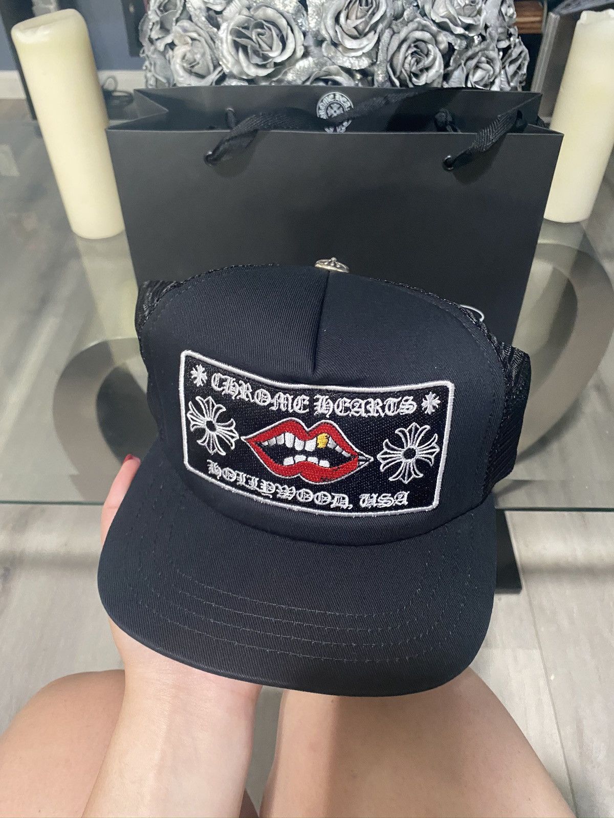 Chrome Hearts Matty Boy Lips Black Trucker Hat | Grailed Chrome Hearts Matty Boy Lips Black Trucker Hat | Grailed