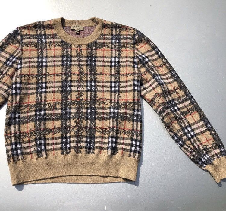 Burberry Burberry nova check scribble sweater Grailed