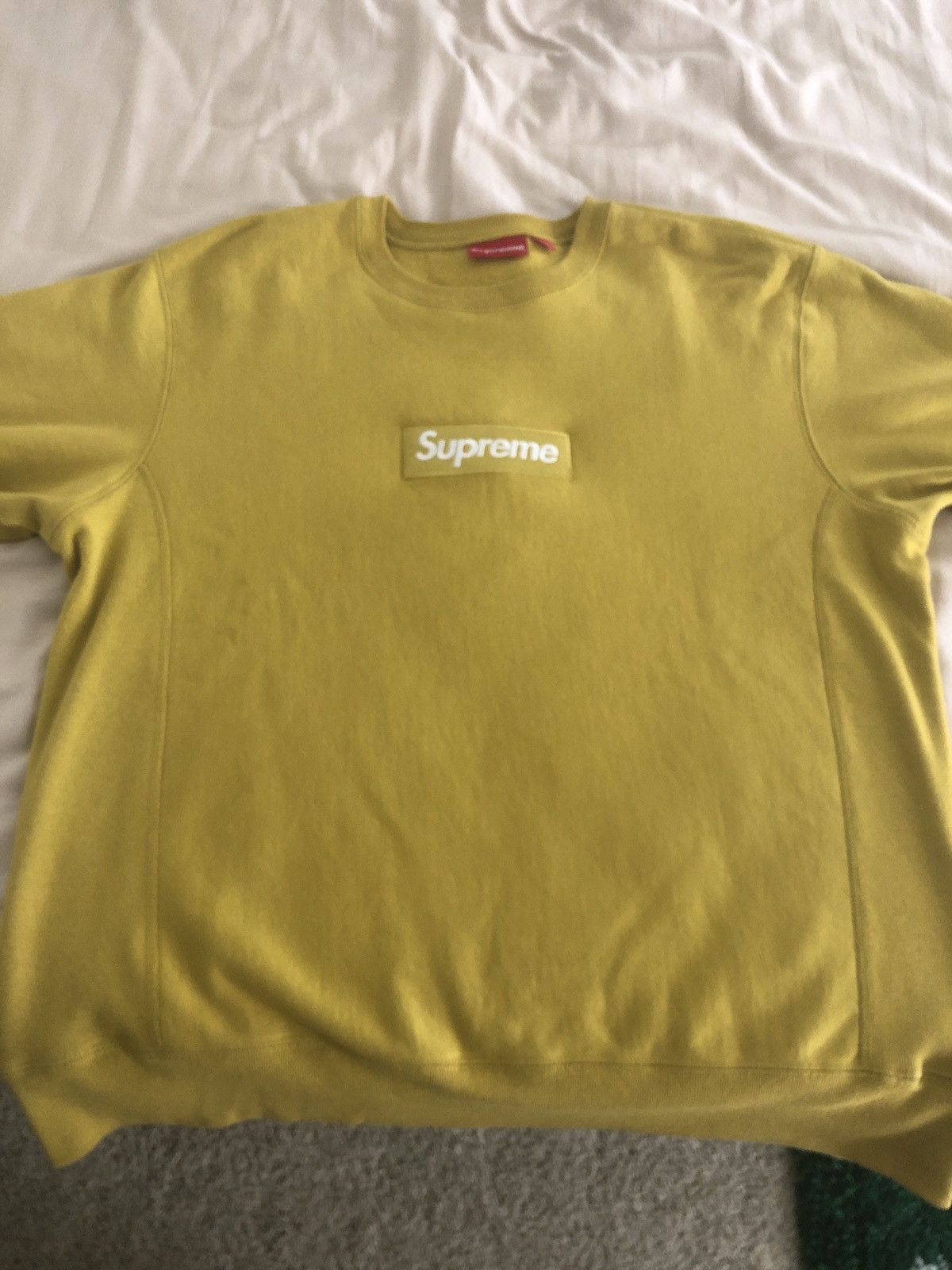 Supreme Supreme Box Logo Crewneck Mustard Yellow Large Authentic | Grailed