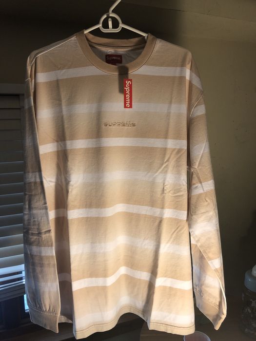 Supreme Supreme Fade Stripe L/S Top Tan | Grailed