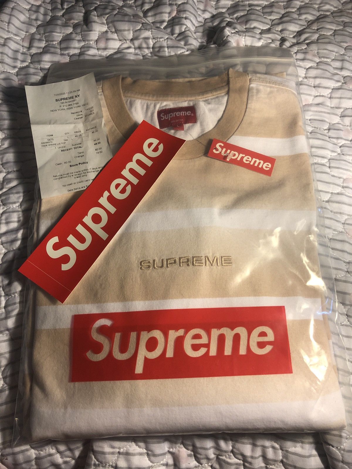 Supreme Supreme Fade Stripe L/S Top Tan | Grailed