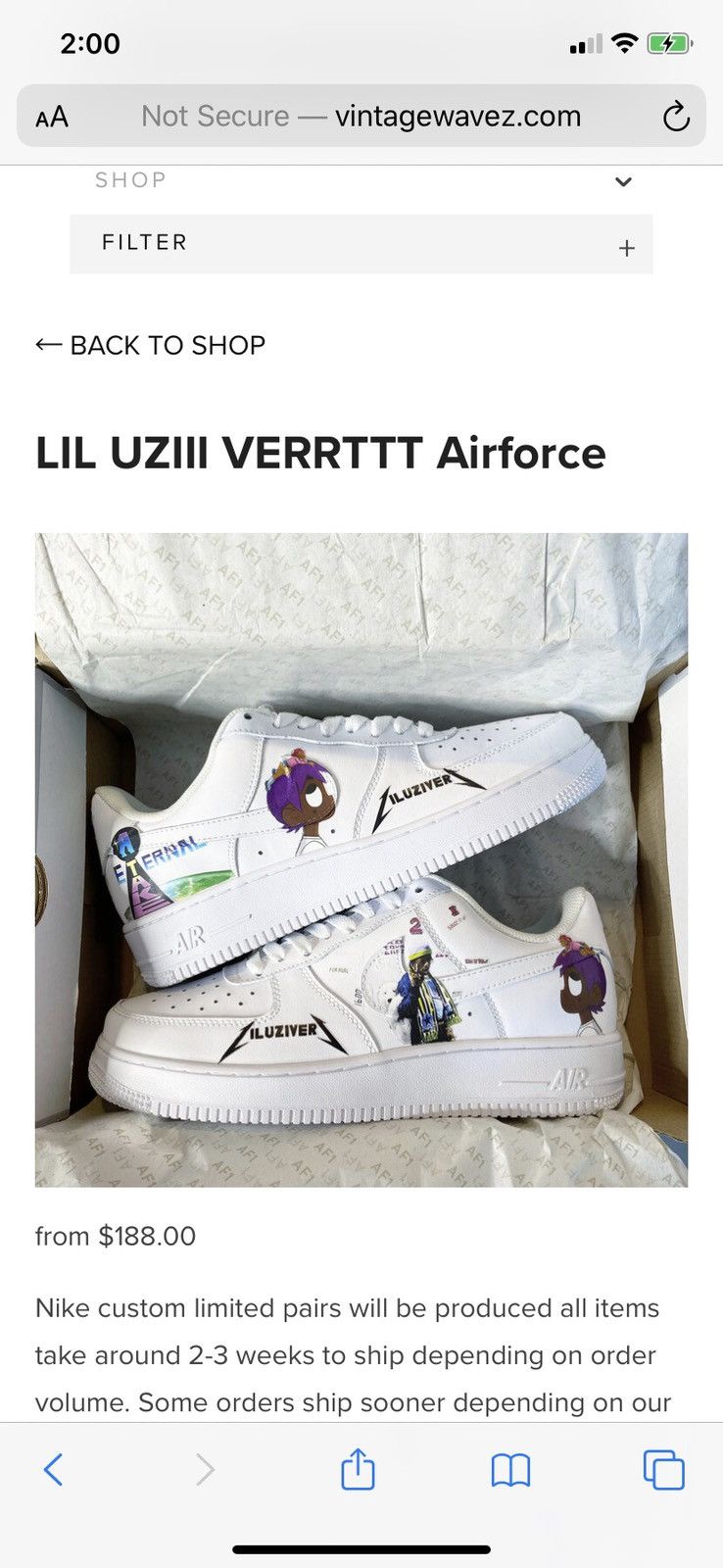 custom lil uzi vert air force 1