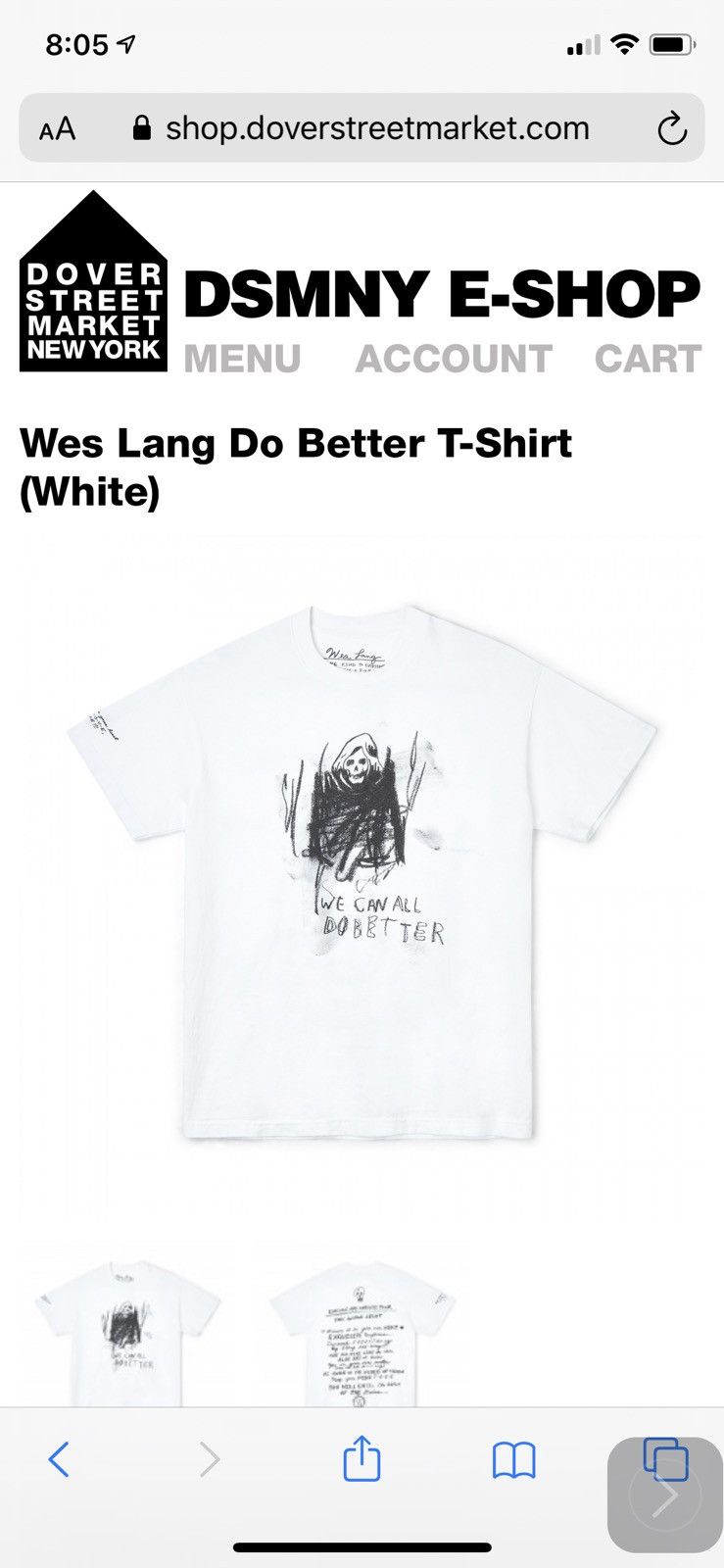 Dover Street Market × Wes Lang NEW Wes Lang DSM fearless Do Better white t shirt Size US XL / EU 56 / 4 - 1 Thumbnail