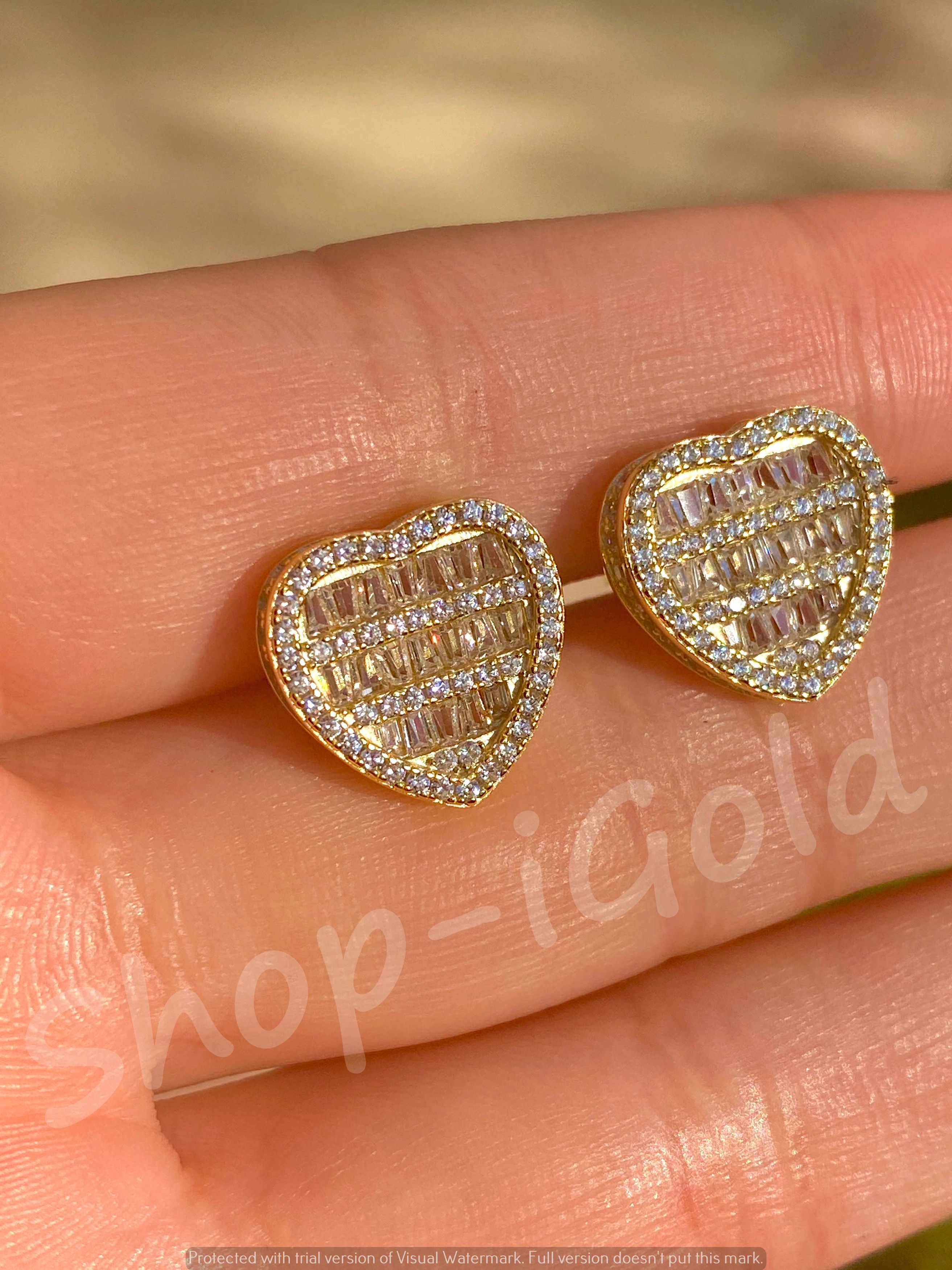 Bugatti Real Solid 925 Sterling Silver Heart Baguette Earrings | Grailed