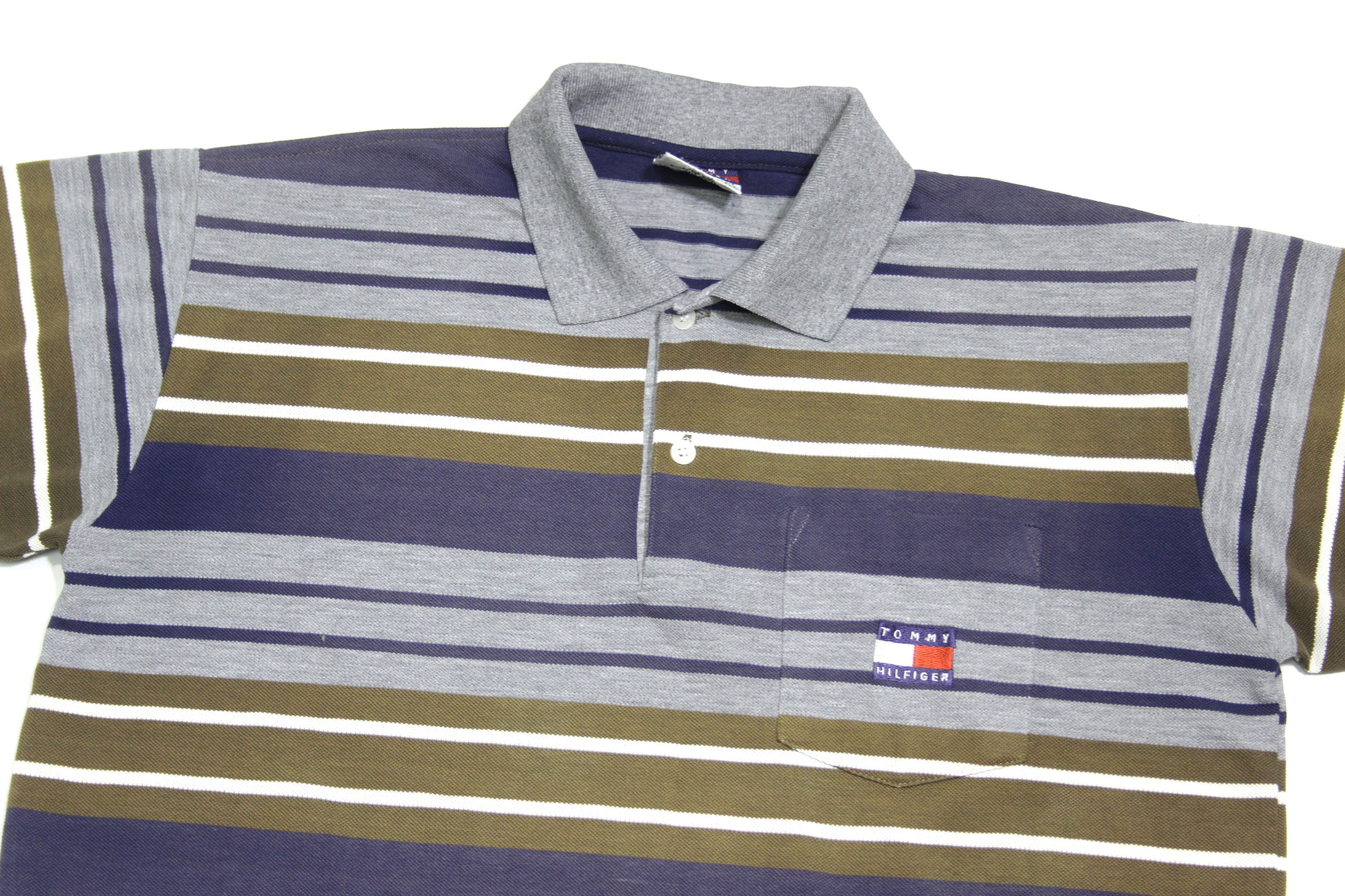 Tommy Hilfiger 90S Patch Logo Striped Polo Vintage Size US L / EU 52-54 / 3 - 3 Thumbnail