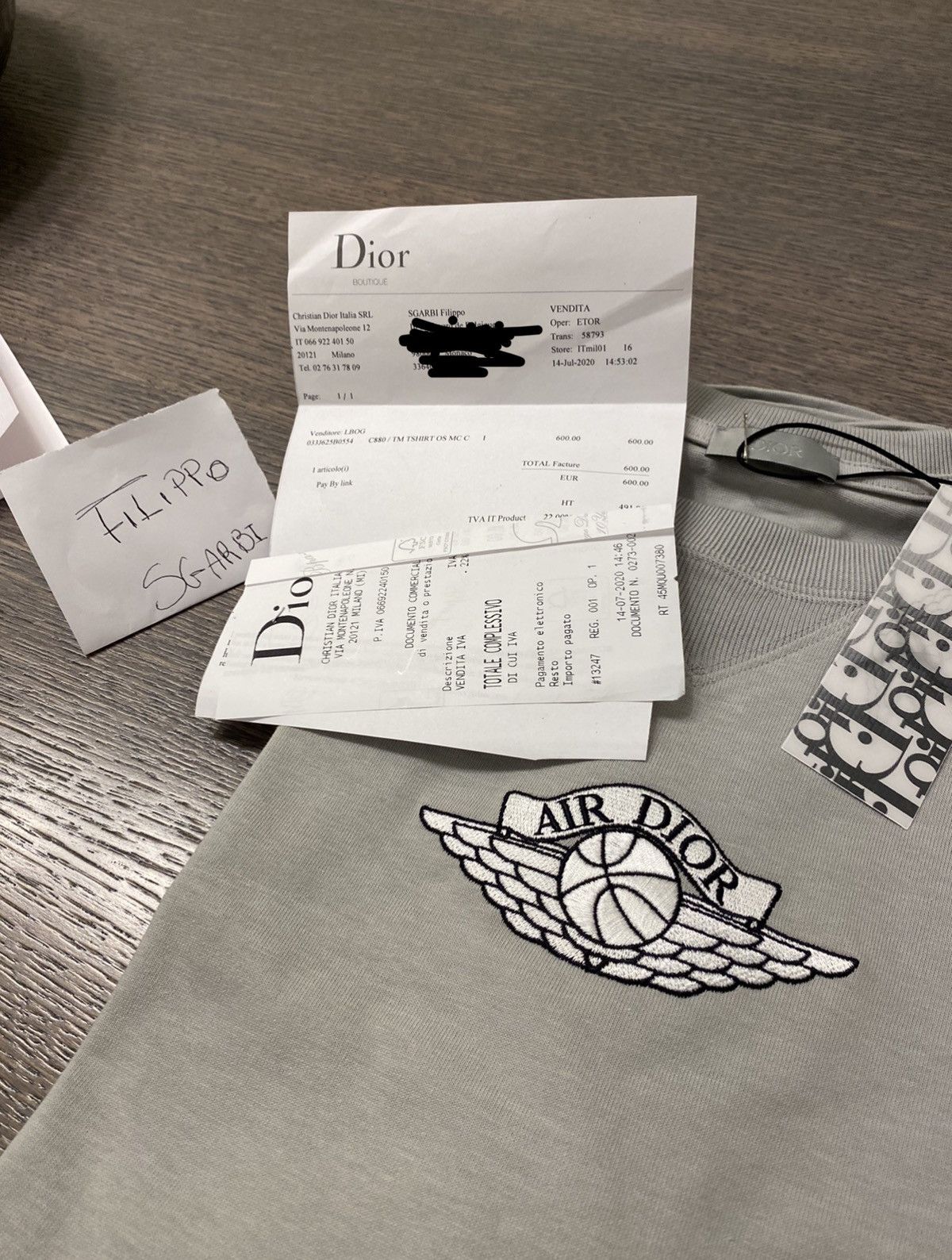dior jordan wings t shirt