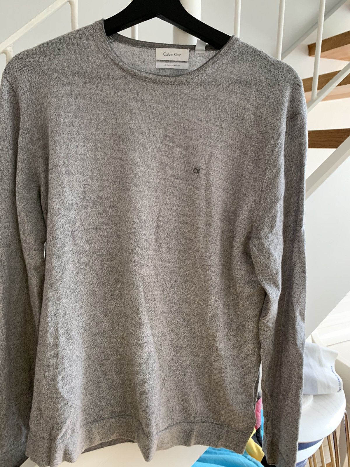 Calvin Klein Calvin Klein Grey Italian Merino Wool Sweater Grailed