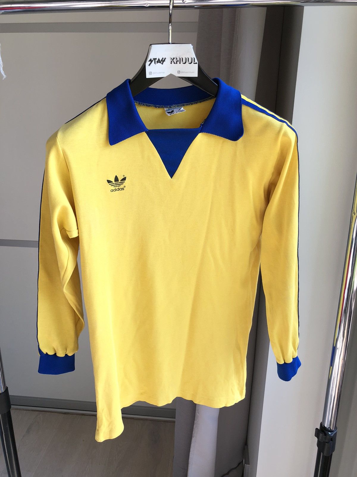 Adidas Vintage 70s Adidas Yellow Soccer Shirt Long Sleeve Erima