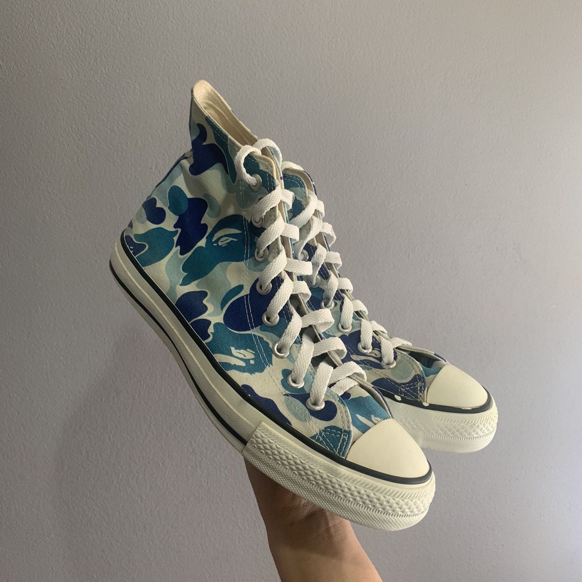 Bape Converse Converse x Bape Camo Hi blue Grailed