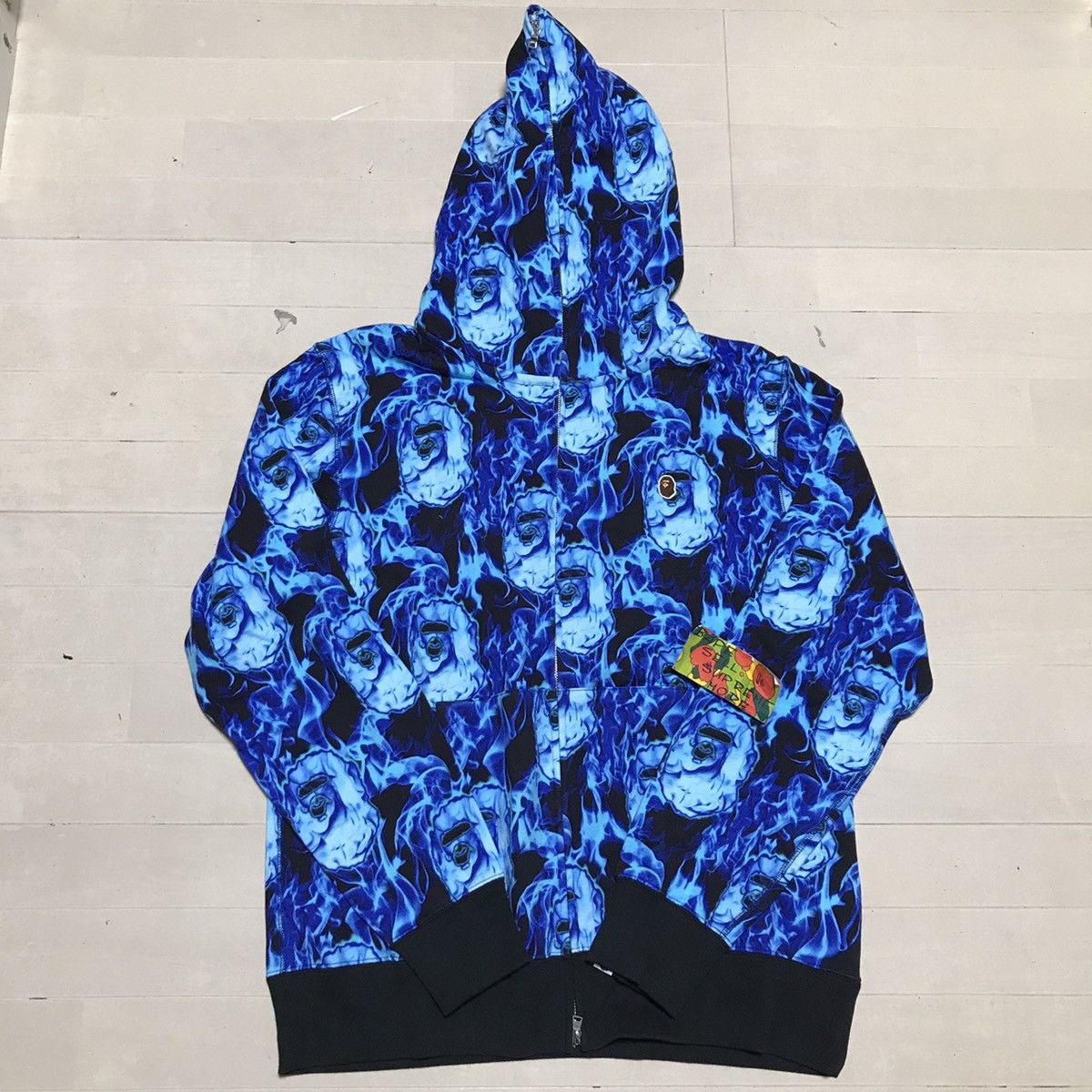 Bape BAPE Blue Flame Wide Full Zip Hoodie | Grailed