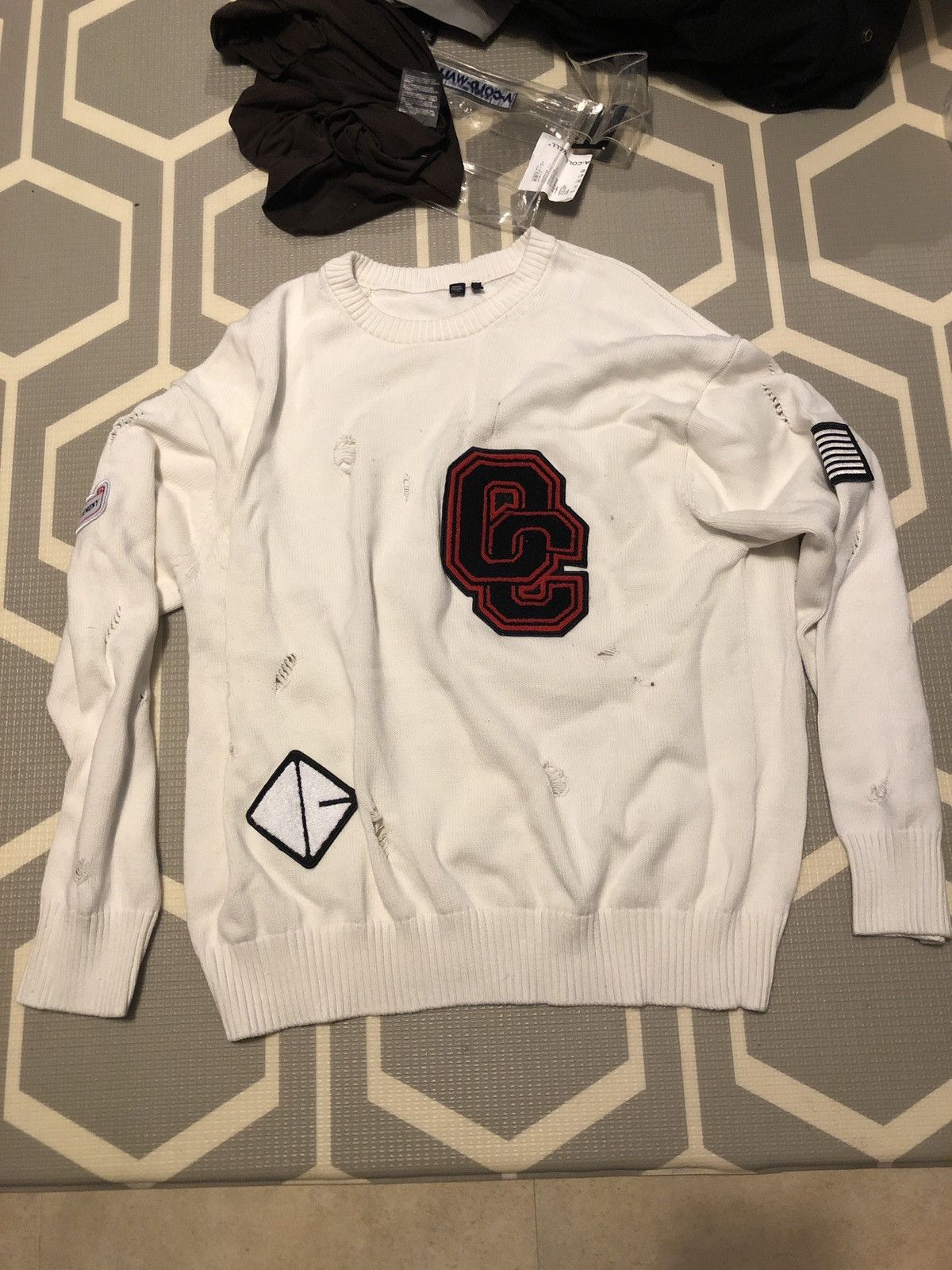 Opening Ceremony white varsity high quality sweater