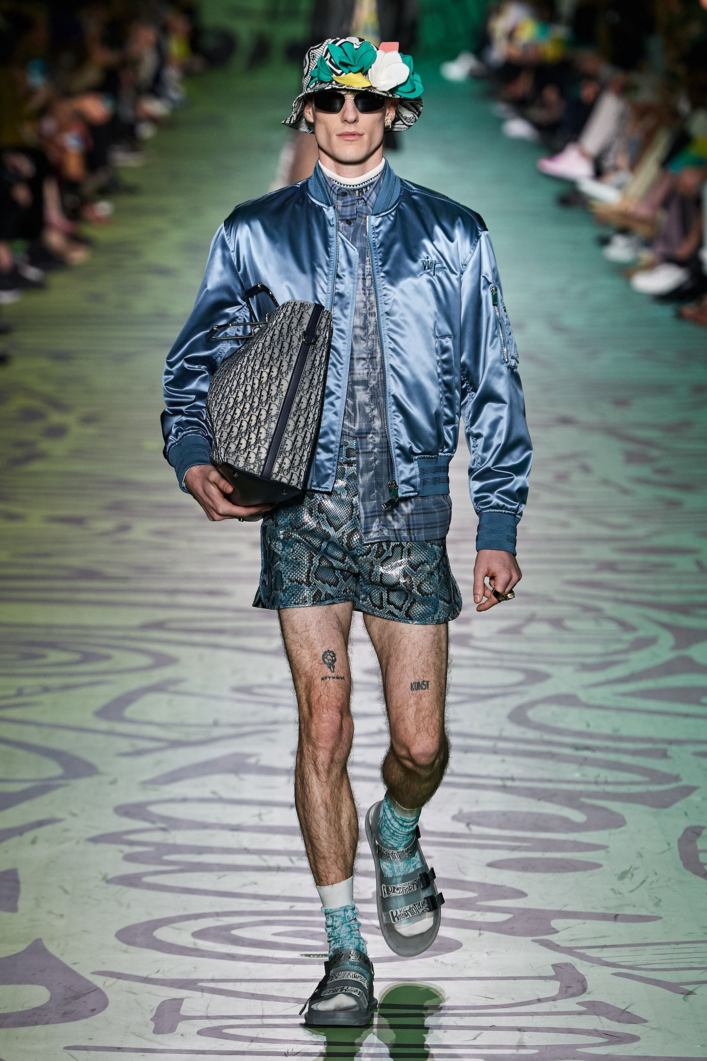 Bomber Jacket In Light Blue Technical Satin Twill