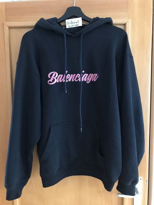 Balenciaga RARE Balenciaga Glossy Back Pulled Pink Logo Hoodie