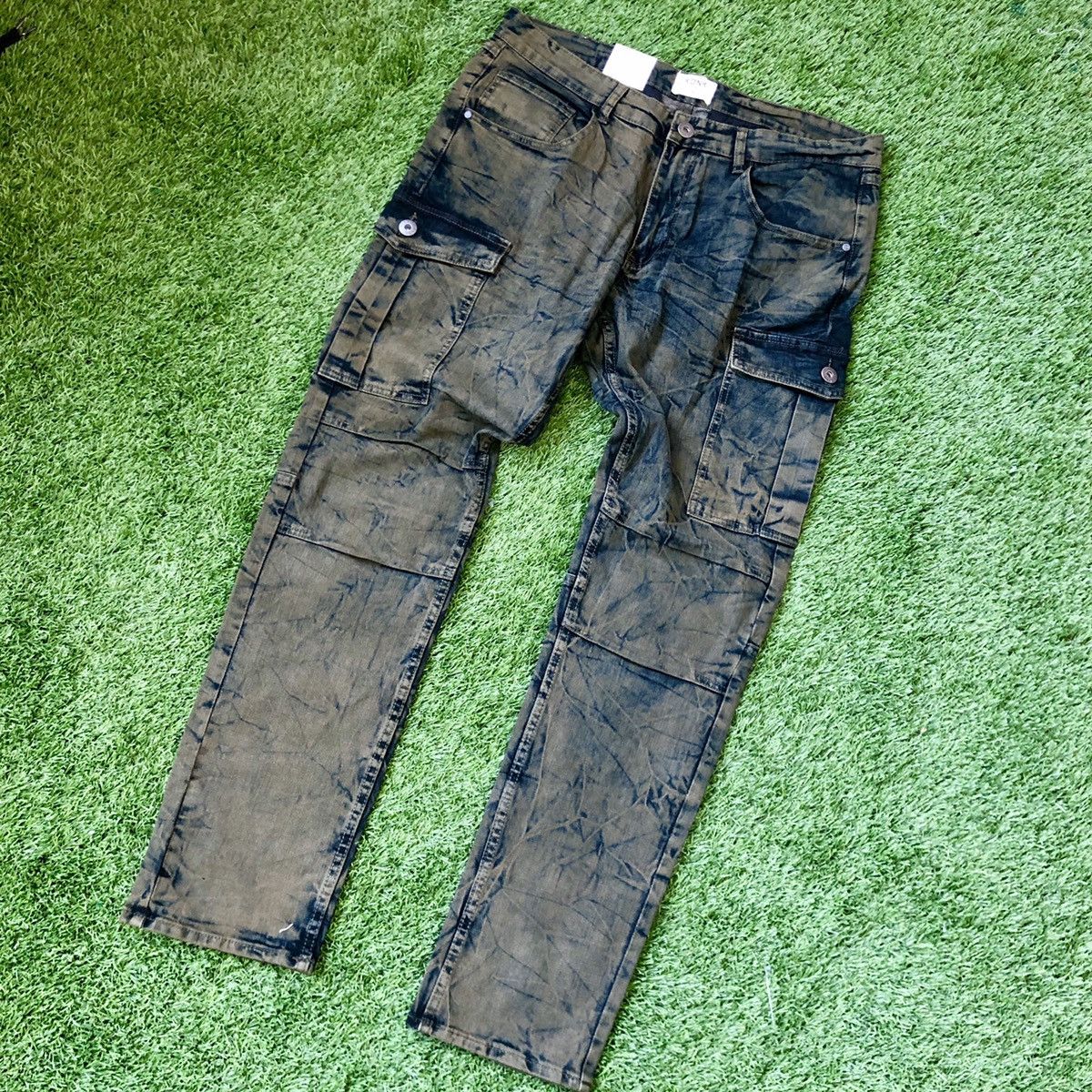 Vintage Stacked Denim Utility Cargo Washed Pants Black Bleach 30x32 Size US 30 / EU 46 - 6 Thumbnail