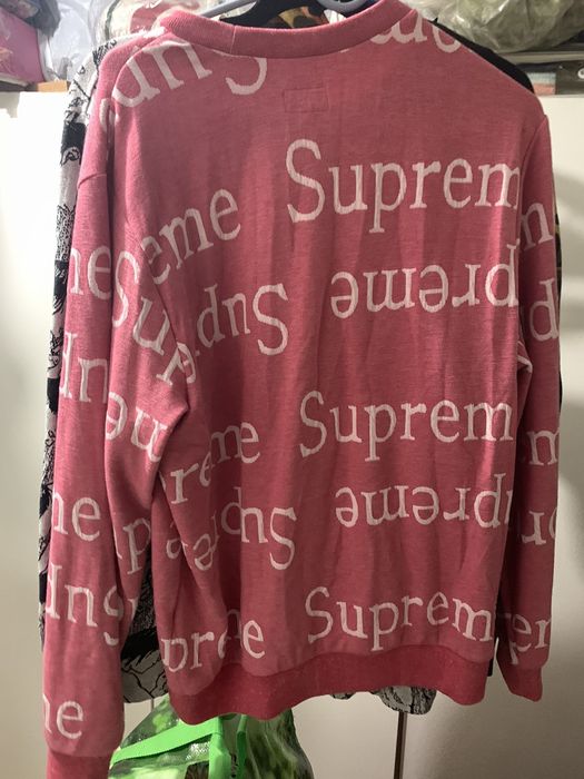 Supreme Supreme Jacquard Logo Crewneck Dark Pink | Grailed