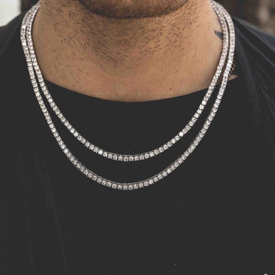 Other 18k White Gold Iced Out Tennis Necklaces Bundle 18" & 20" Size ONE SIZE - 1 Thumbnail