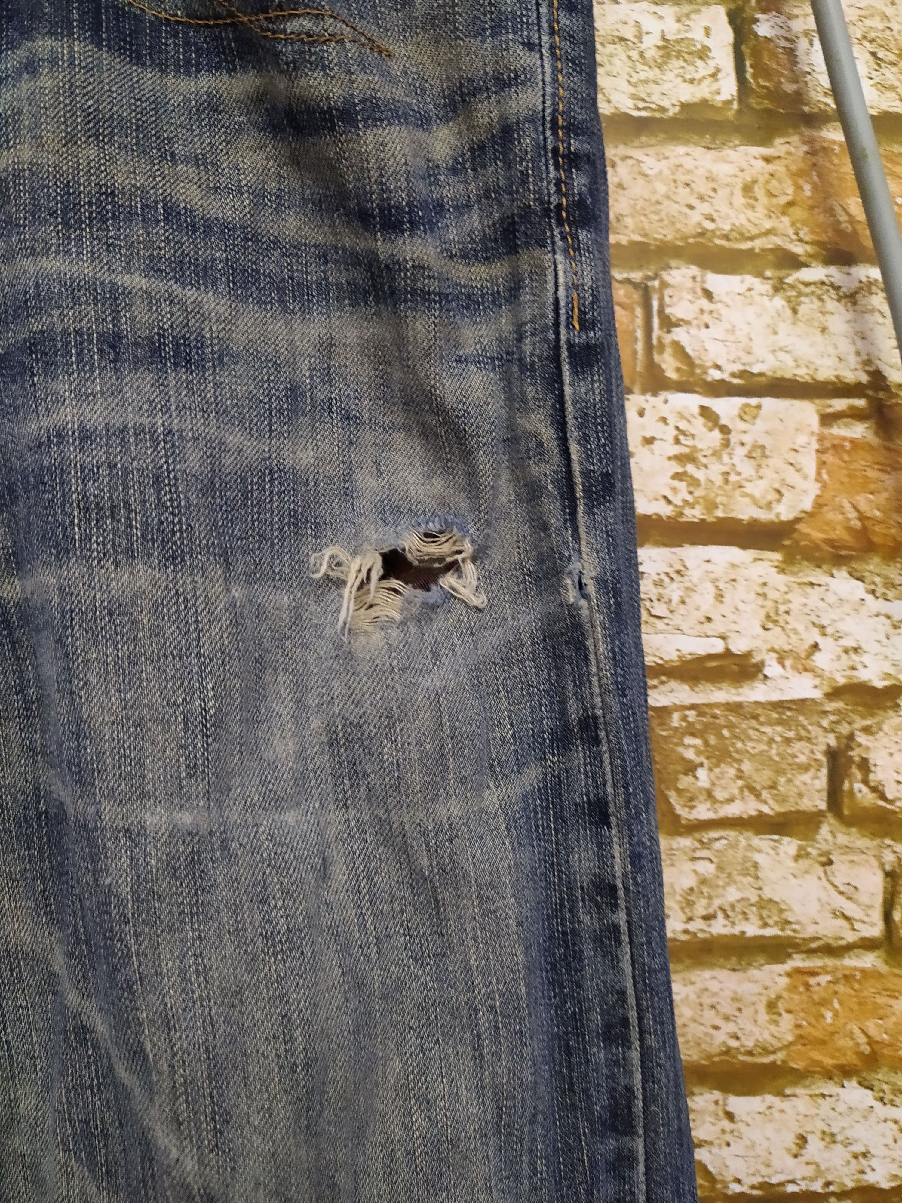 Edwin EDWIN JAPAN DISTRESSED DENIM LEATHER CRAFT (B386) W33 Size US 33 - 3 Thumbnail