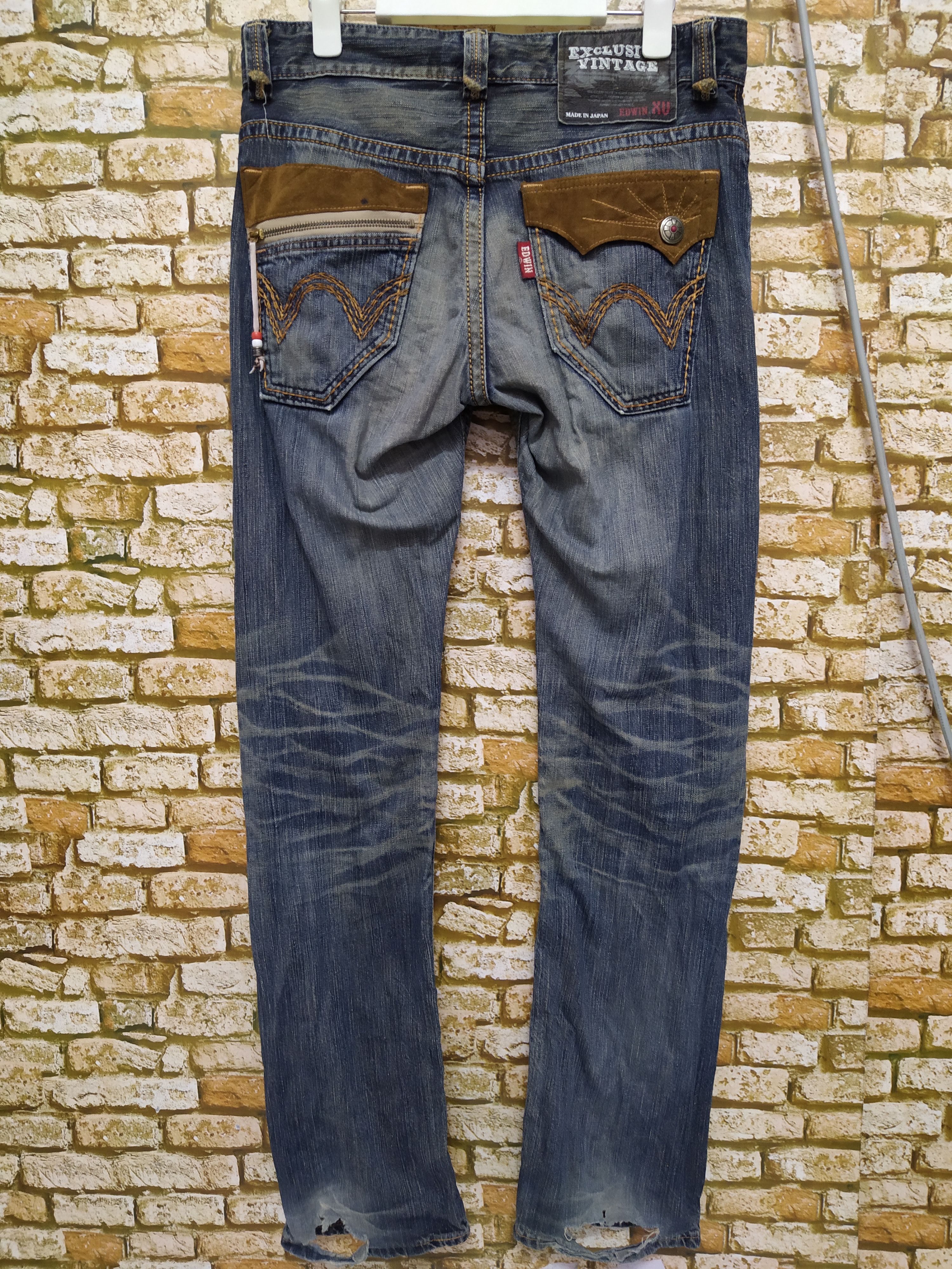 Edwin EDWIN JAPAN DISTRESSED DENIM LEATHER CRAFT (B386) W33 Size US 33 - 6 Thumbnail
