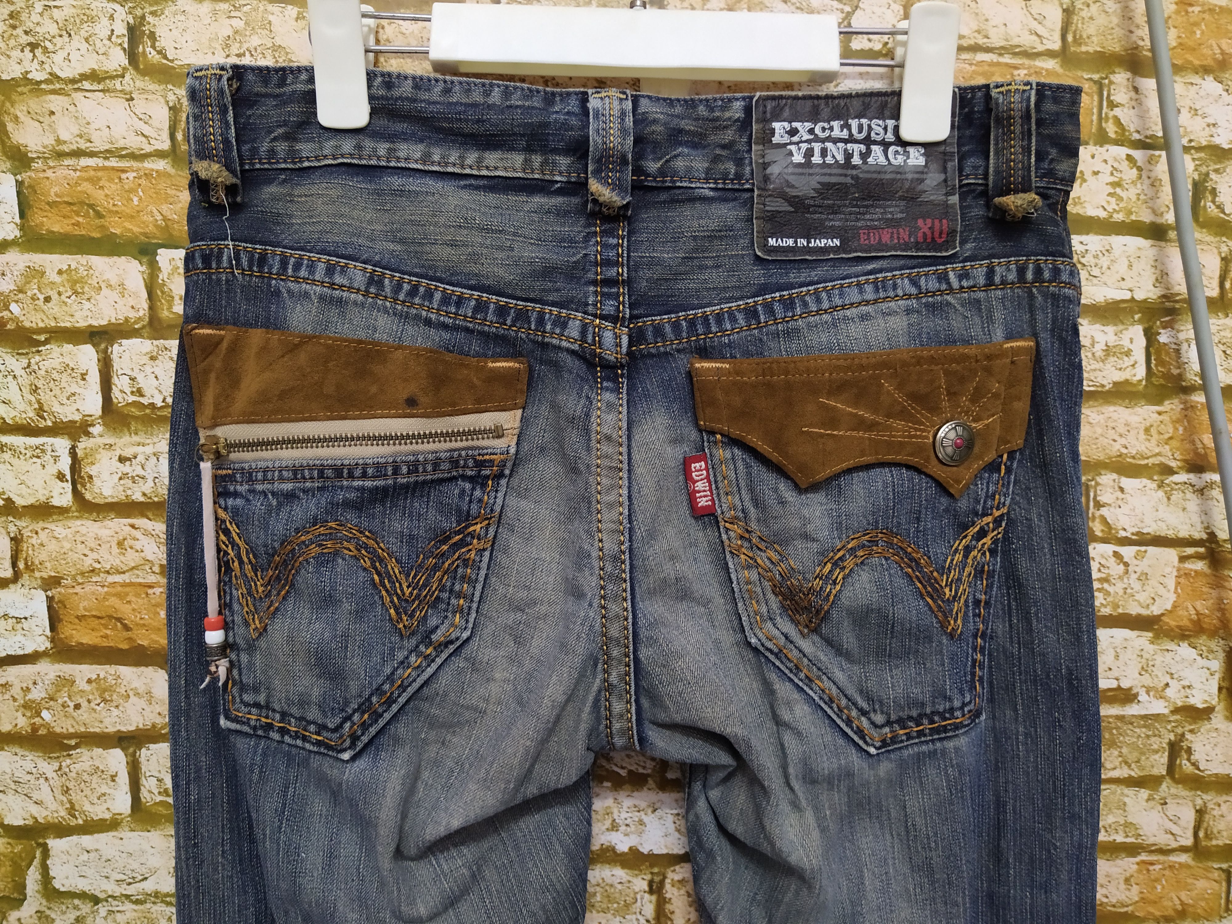 Edwin EDWIN JAPAN DISTRESSED DENIM LEATHER CRAFT (B386) W33 Size US 33 - 7 Thumbnail