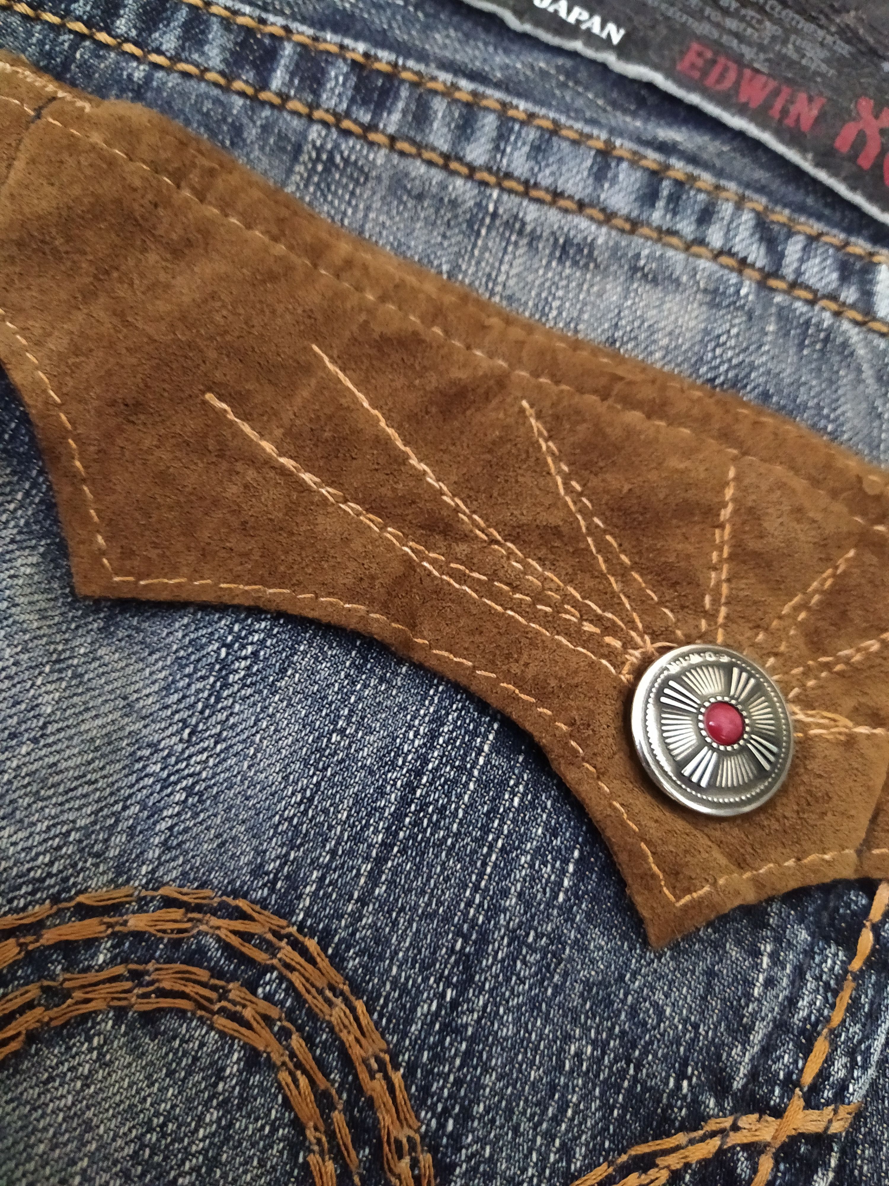Edwin EDWIN JAPAN DISTRESSED DENIM LEATHER CRAFT (B386) W33 Size US 33 - 16 Thumbnail