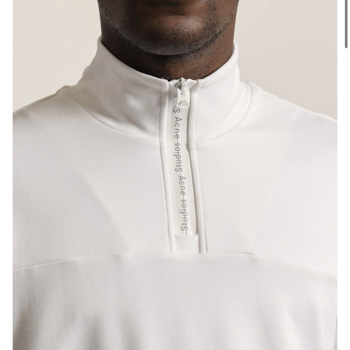 Acne Studios BNWT $500 Acne Studios L White Long Sleeve Zip Logo Sweater Size US L / EU 52-54 / 3 - 2 Thumbnail