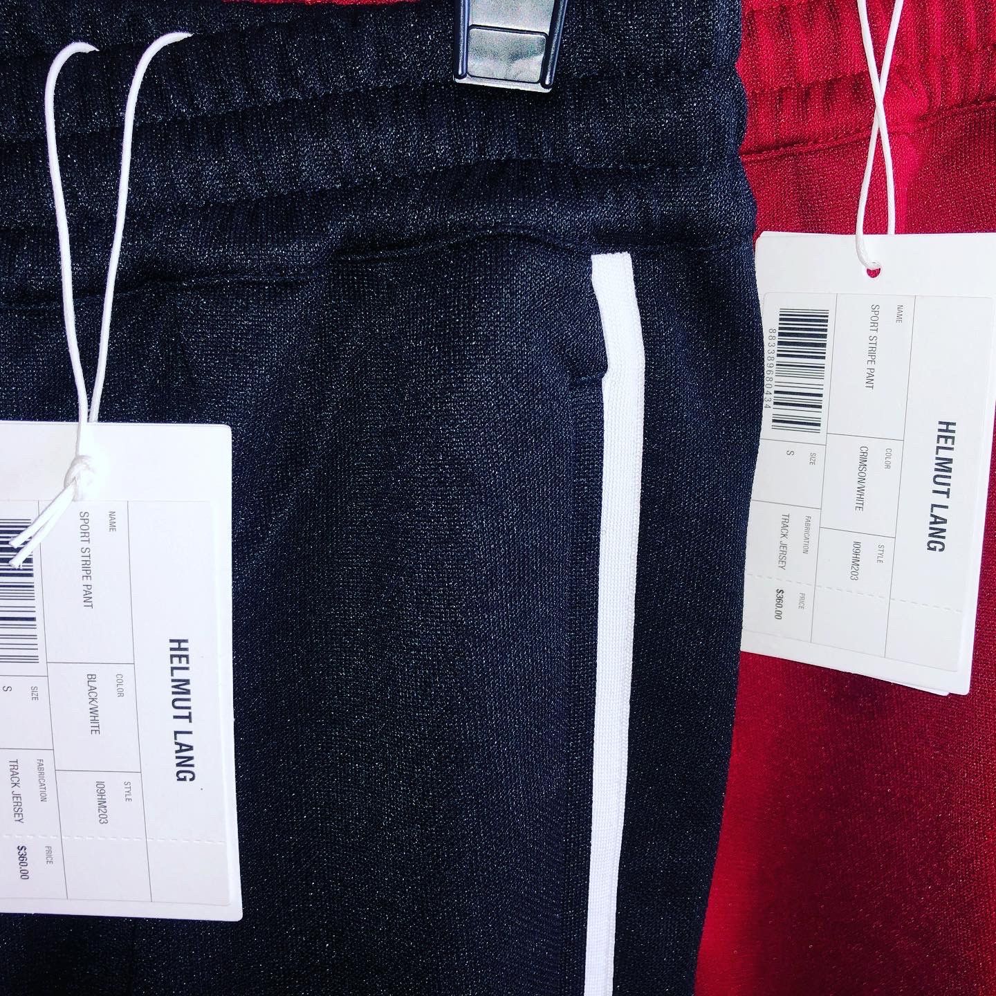 Helmut Lang Helmut Lang SS20 Black Sport Stripe Track Pants sz S