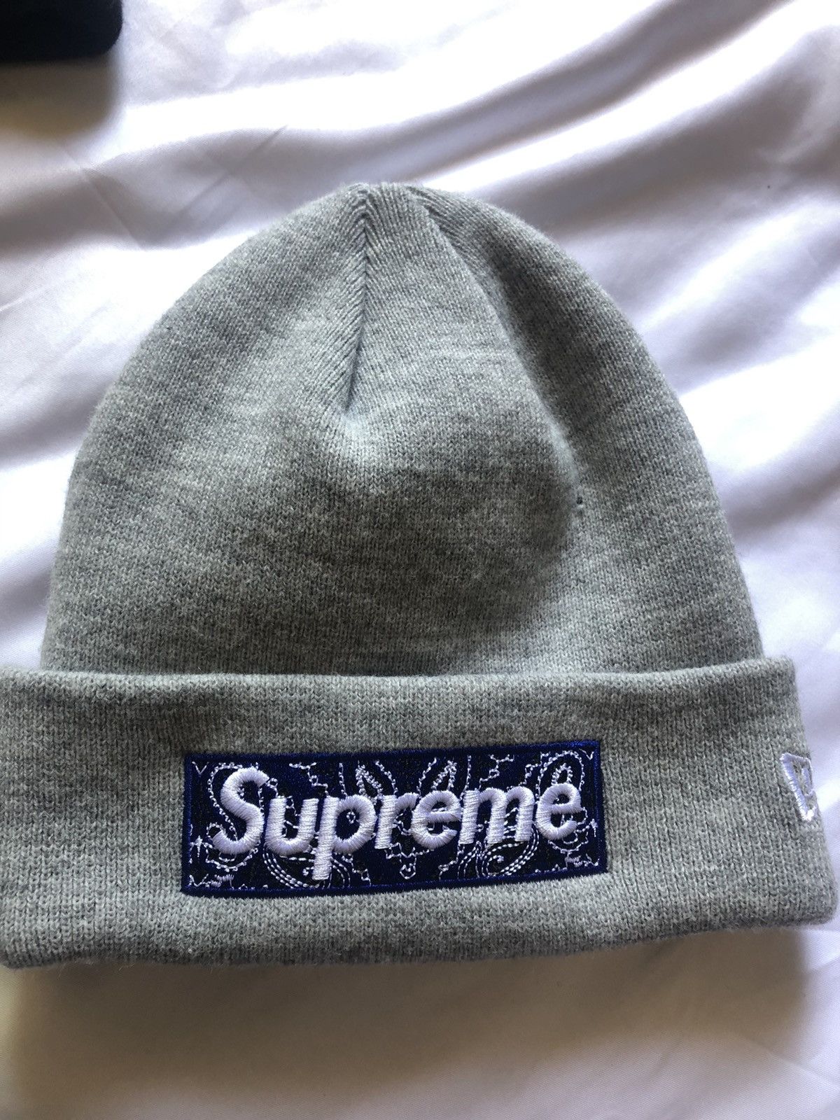 Supreme Supreme Heather Grey bandana box logo beanie | Grailed